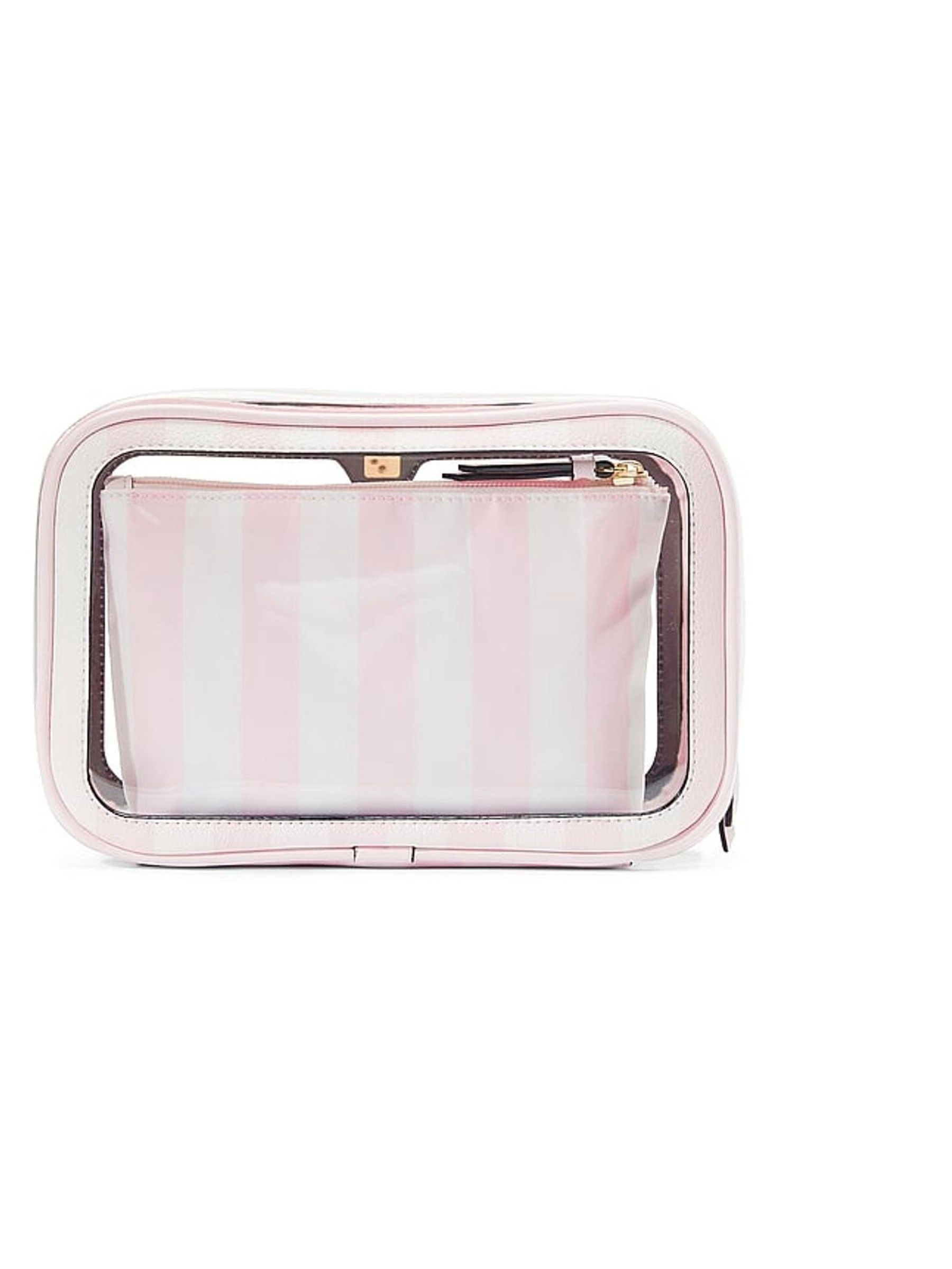 Bridal Pink Stripe Travel Trio Makeup Bag - Image 3 of 3