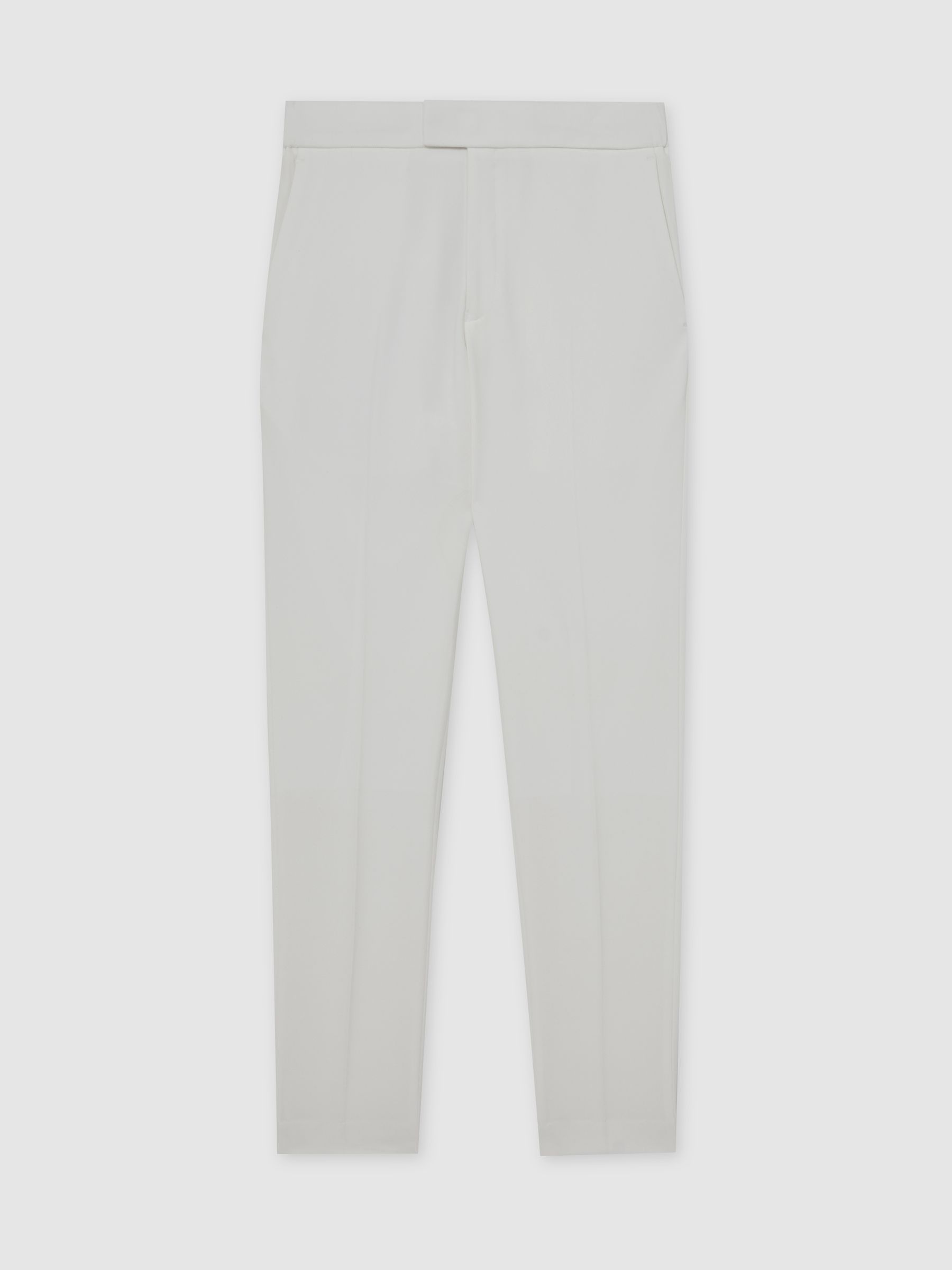 Stretch Slim Fit Drawstring Trousers in White - Image 2 of 5