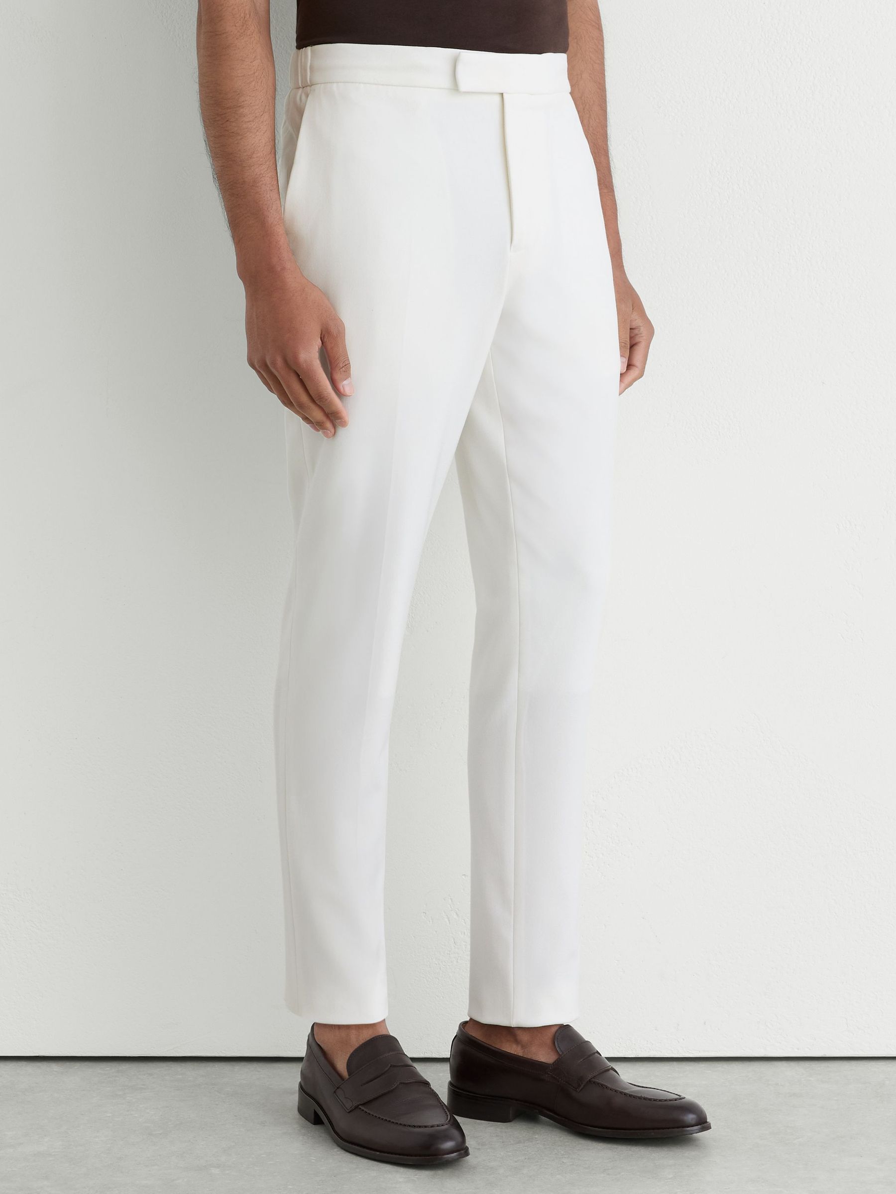 Stretch Slim-Fit Drawstring Trousers in White - image 3