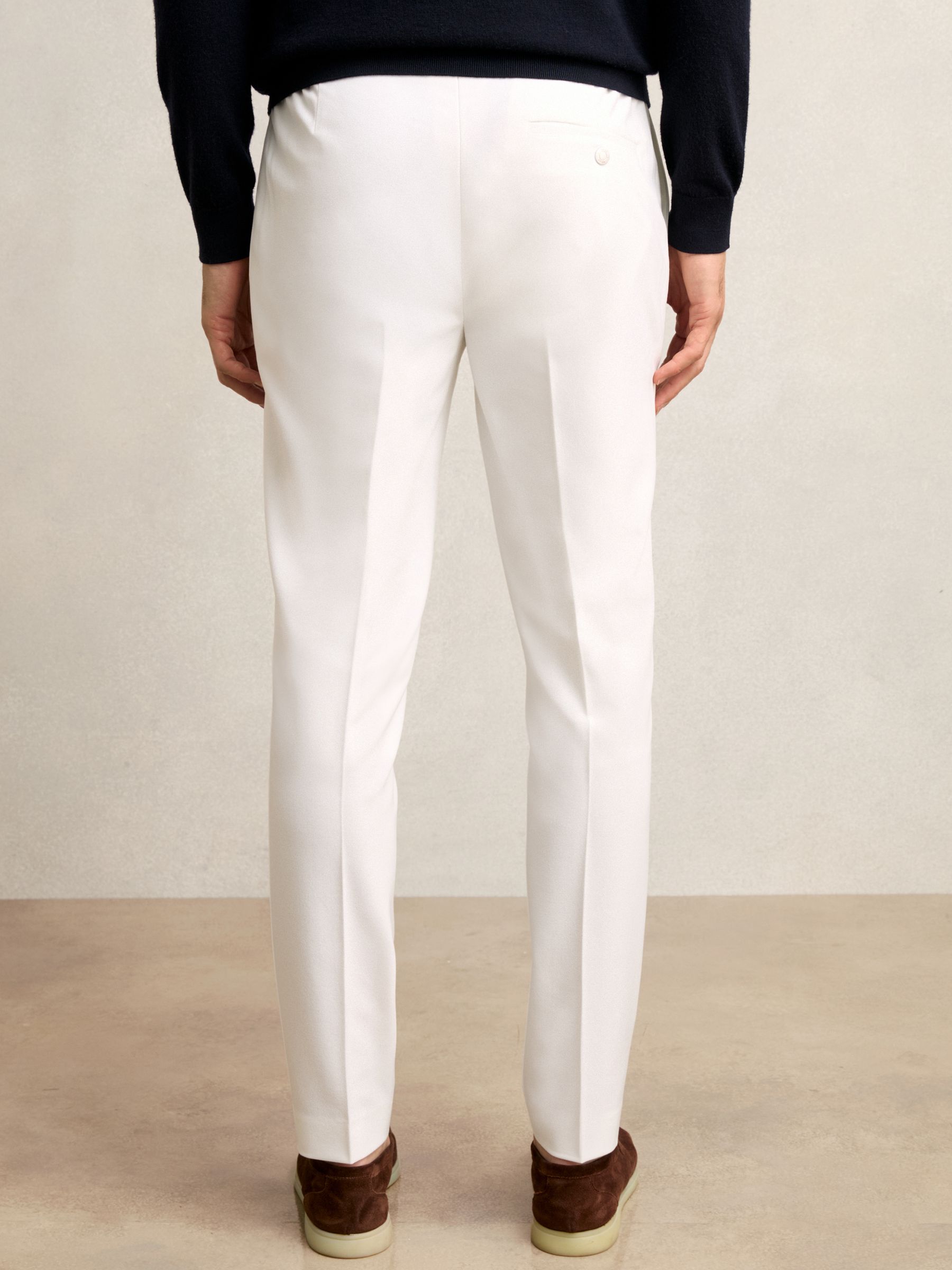 Stretch Slim Fit Drawstring Trousers in White - Image 4 of 5
