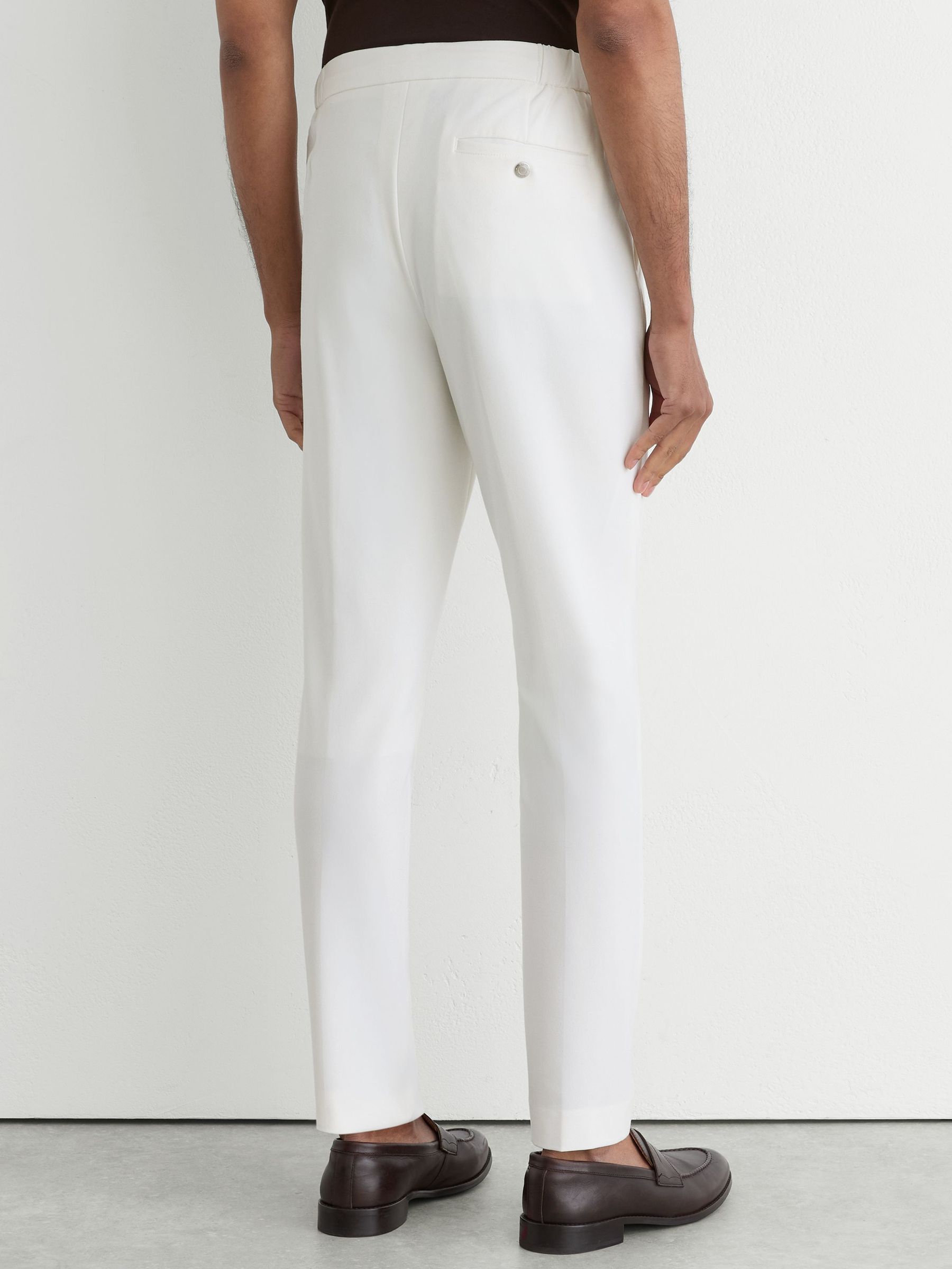 Stretch Slim-Fit Drawstring Trousers in White - image 5