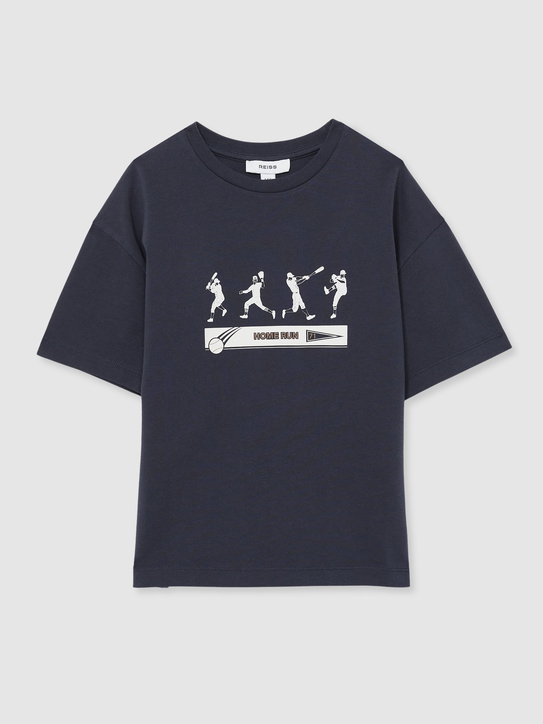 9-13 yrs Cotton Varsity League Oversize T-Shirt in Petrol Blue - Image 2 of 4