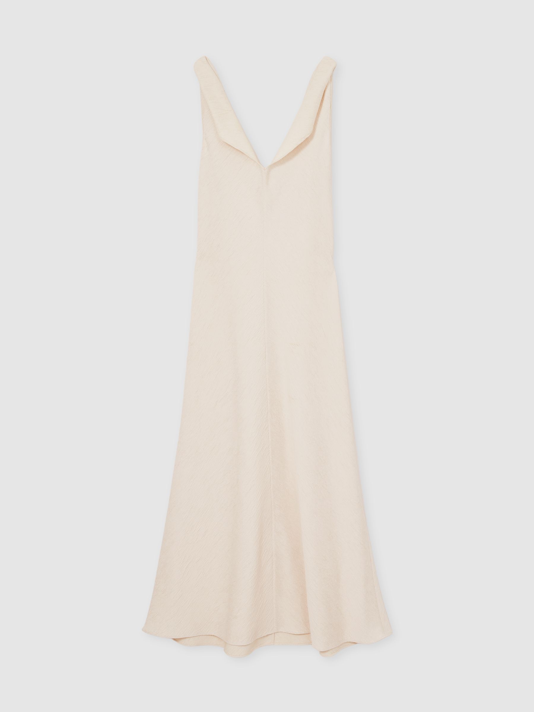 Textured Drape-Neck Midi Dress in Cream - Image 2 of 6