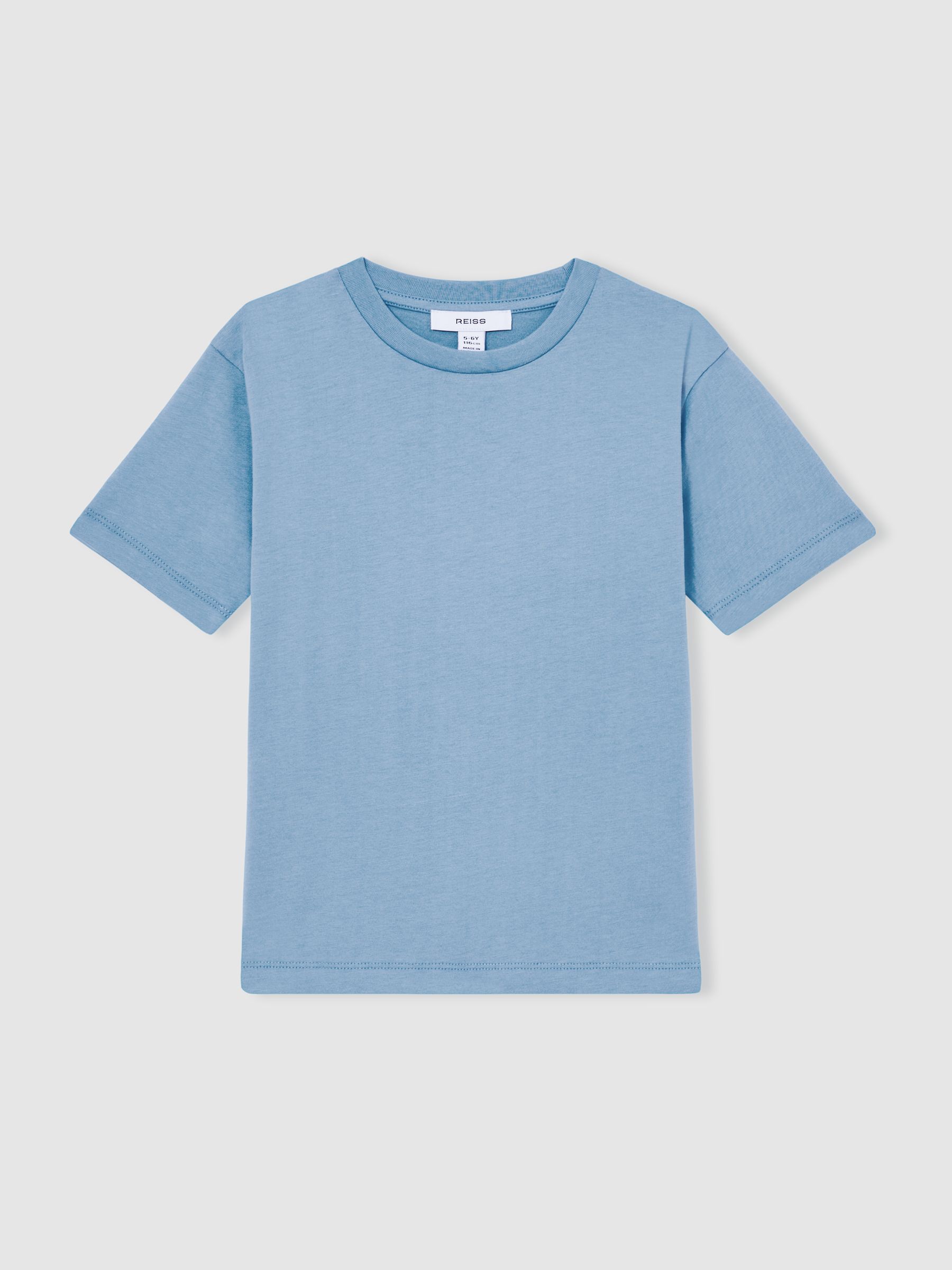 Crew Neck T-Shirt in Dusty Blue - Image 1 of 4 Crew Neck T-Shirt in Dusty Blue - Image 1 of 4