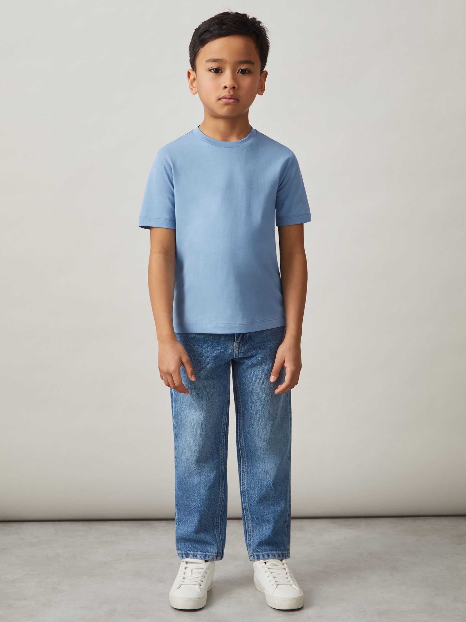 Crew Neck T-Shirt in Dusty Blue - Image 2 of 4