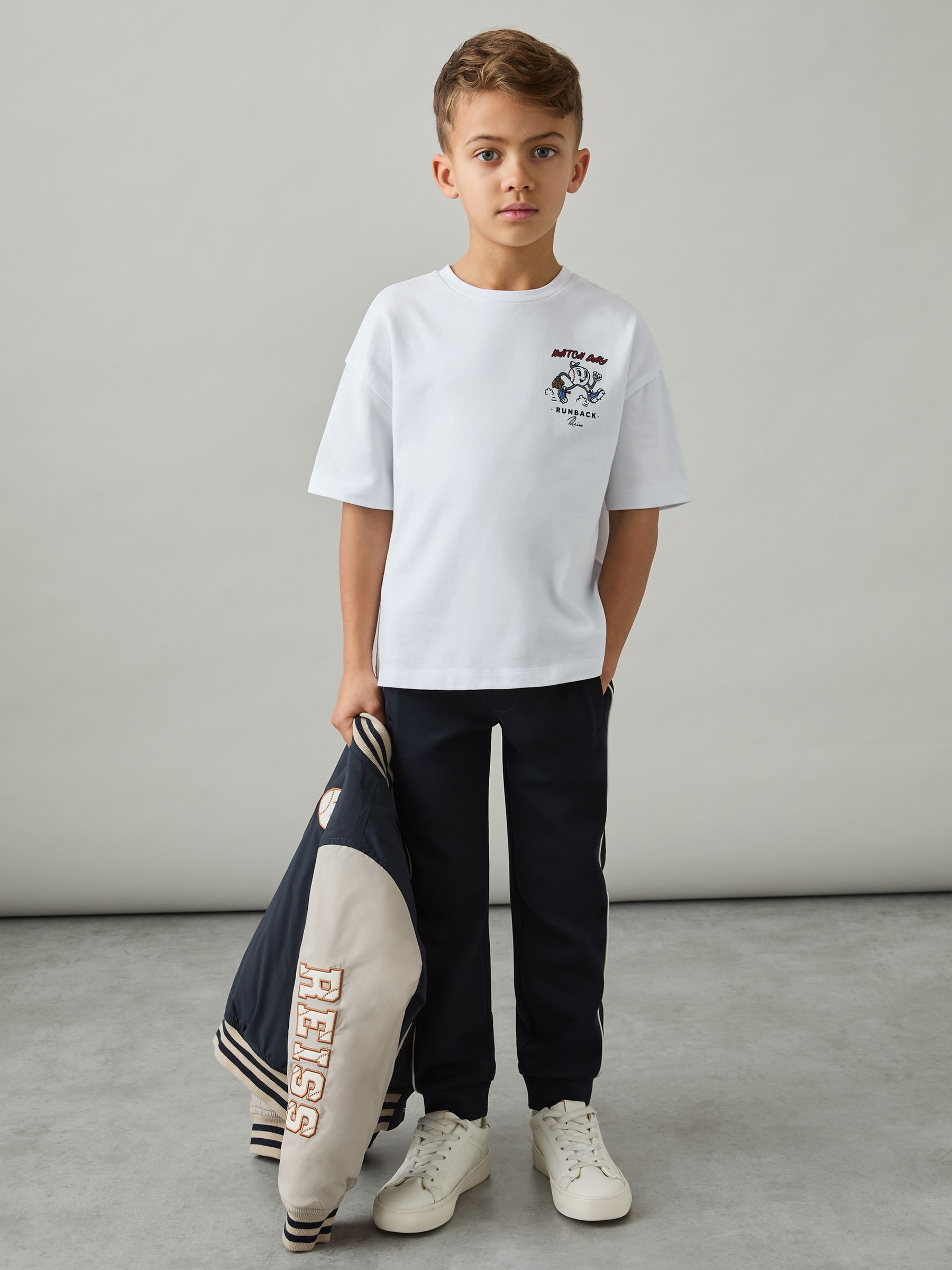 3-9 yrs Cotton Oversized Match Day T-Shirt in Off White - Image 1 of 5