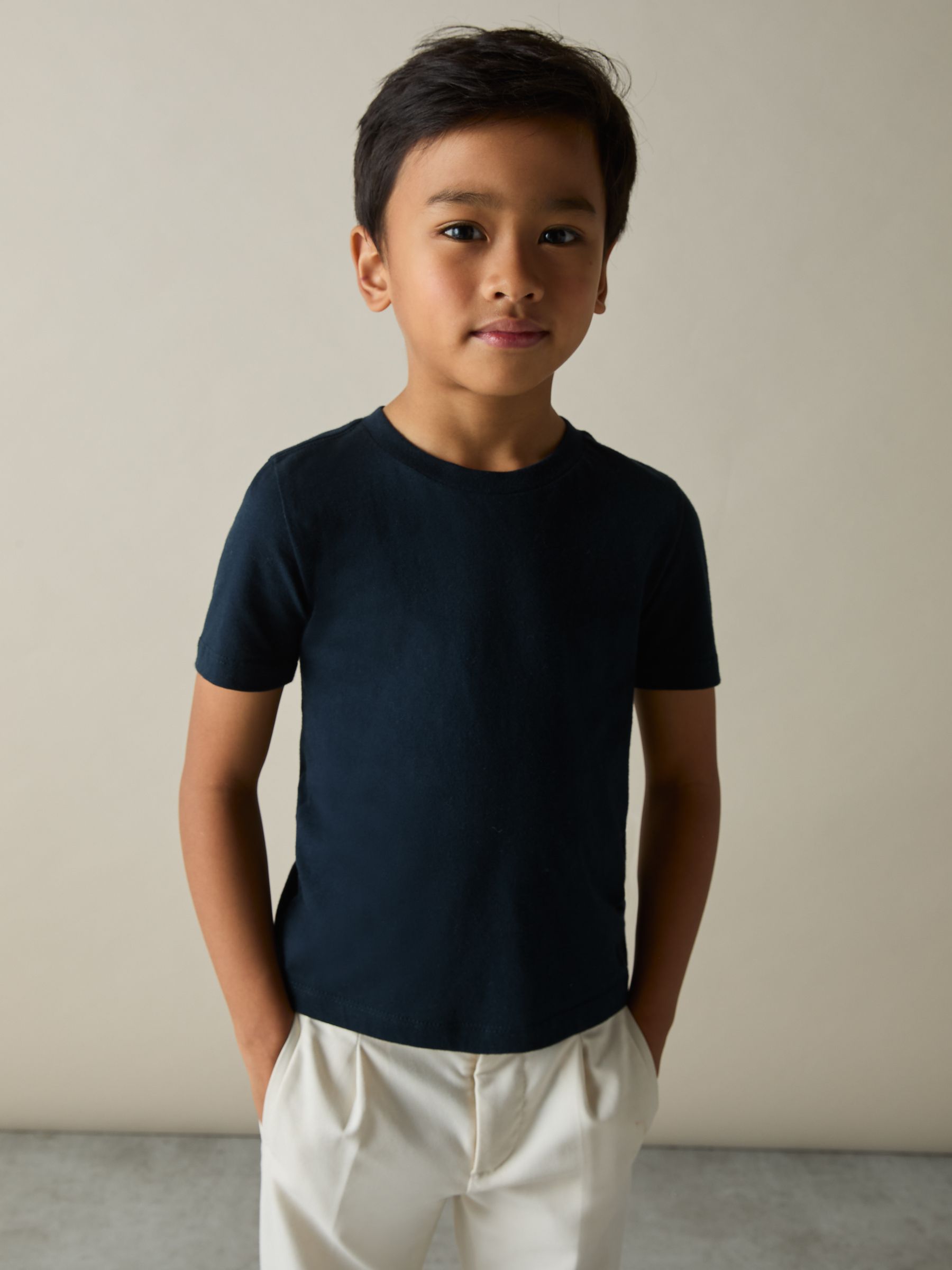 Crew Neck T-Shirts 3 Pack in White/Navy/Soft Grey - Image 2 of 5