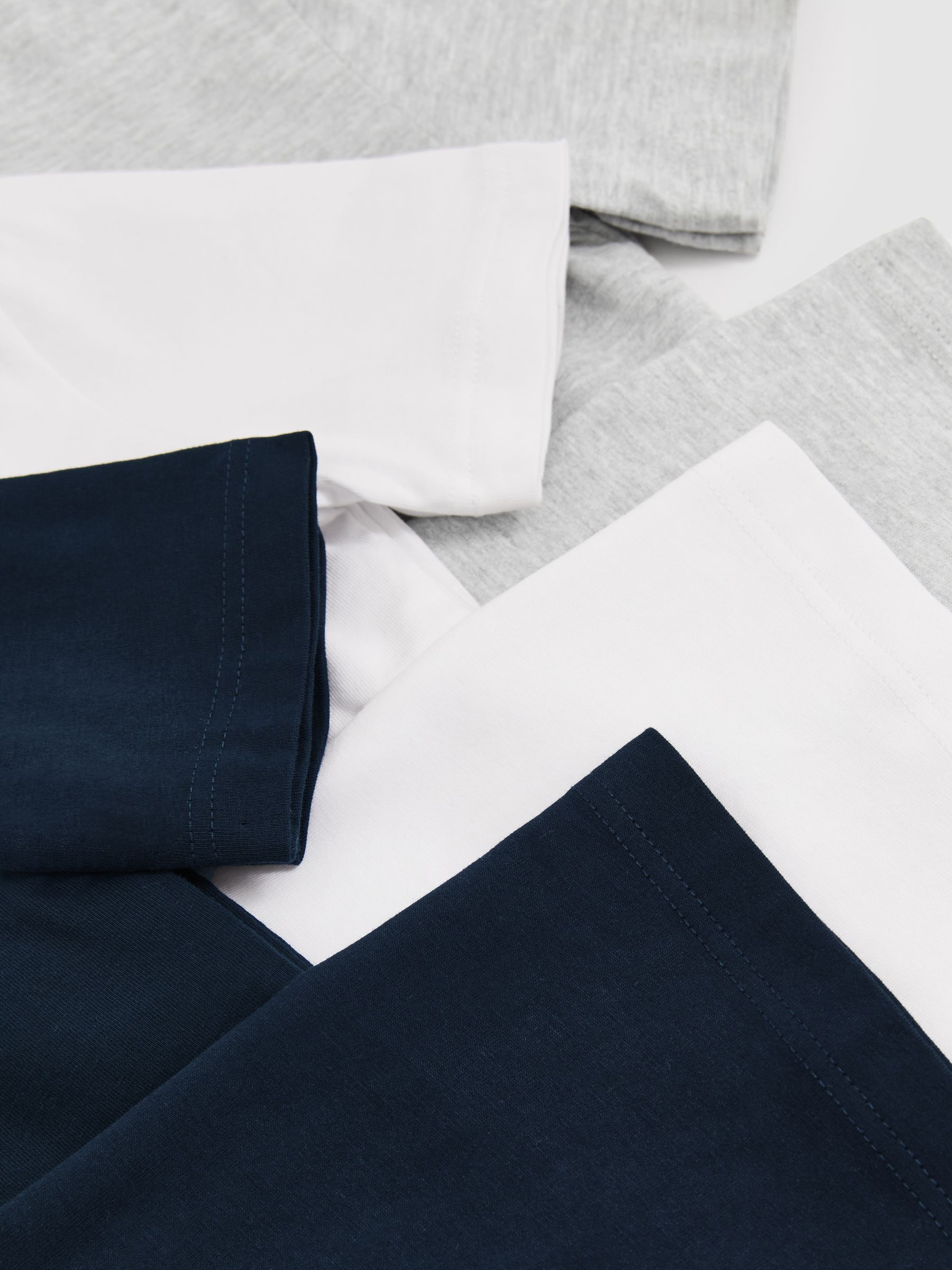 Crew Neck T-Shirts 3 Pack in White/Navy/Soft Grey - Image 5 of 5
