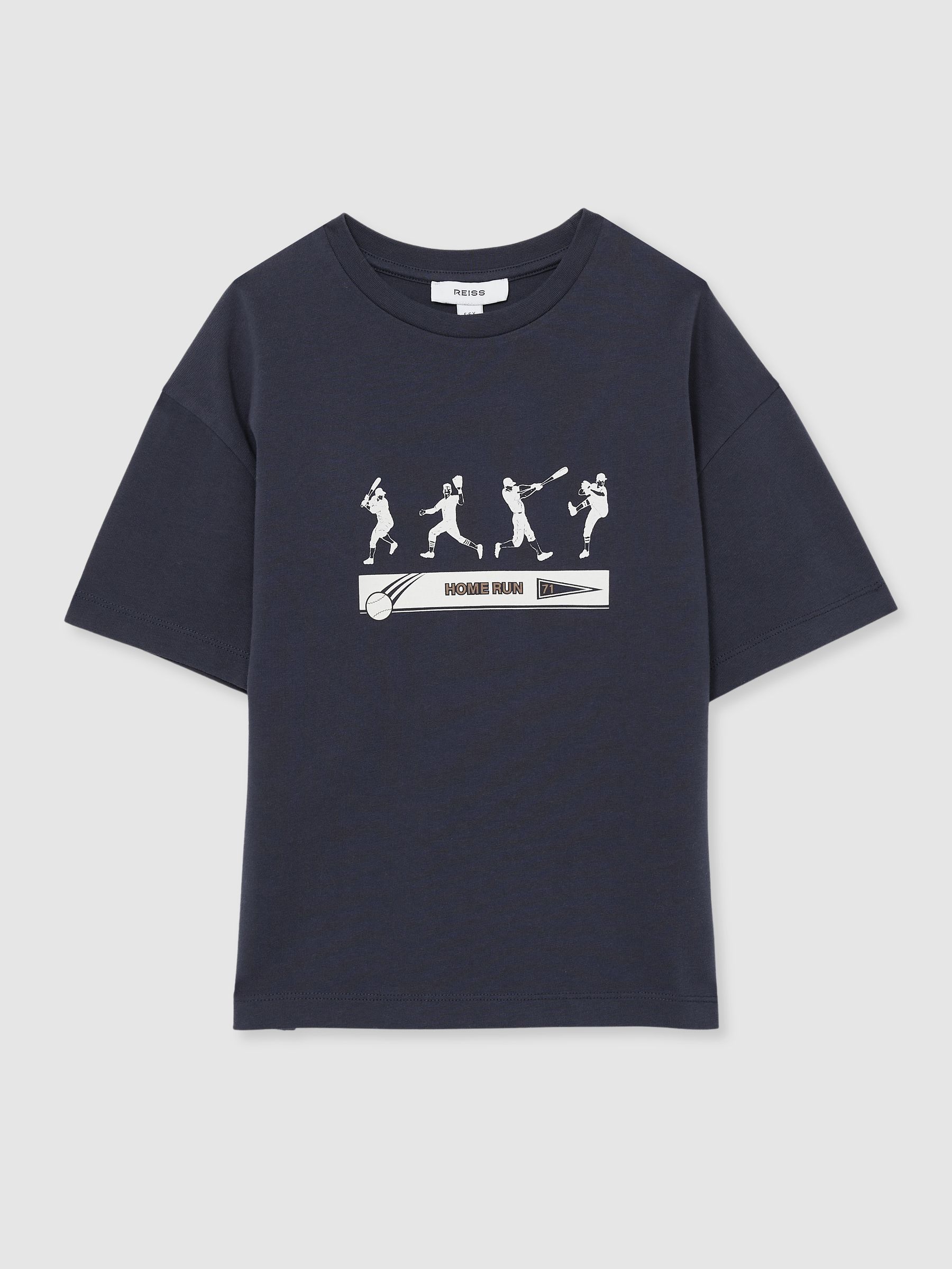 3-9 yrs Cotton Varsity League Oversize T-Shirt in Petrol Blue - Image 2 of 4