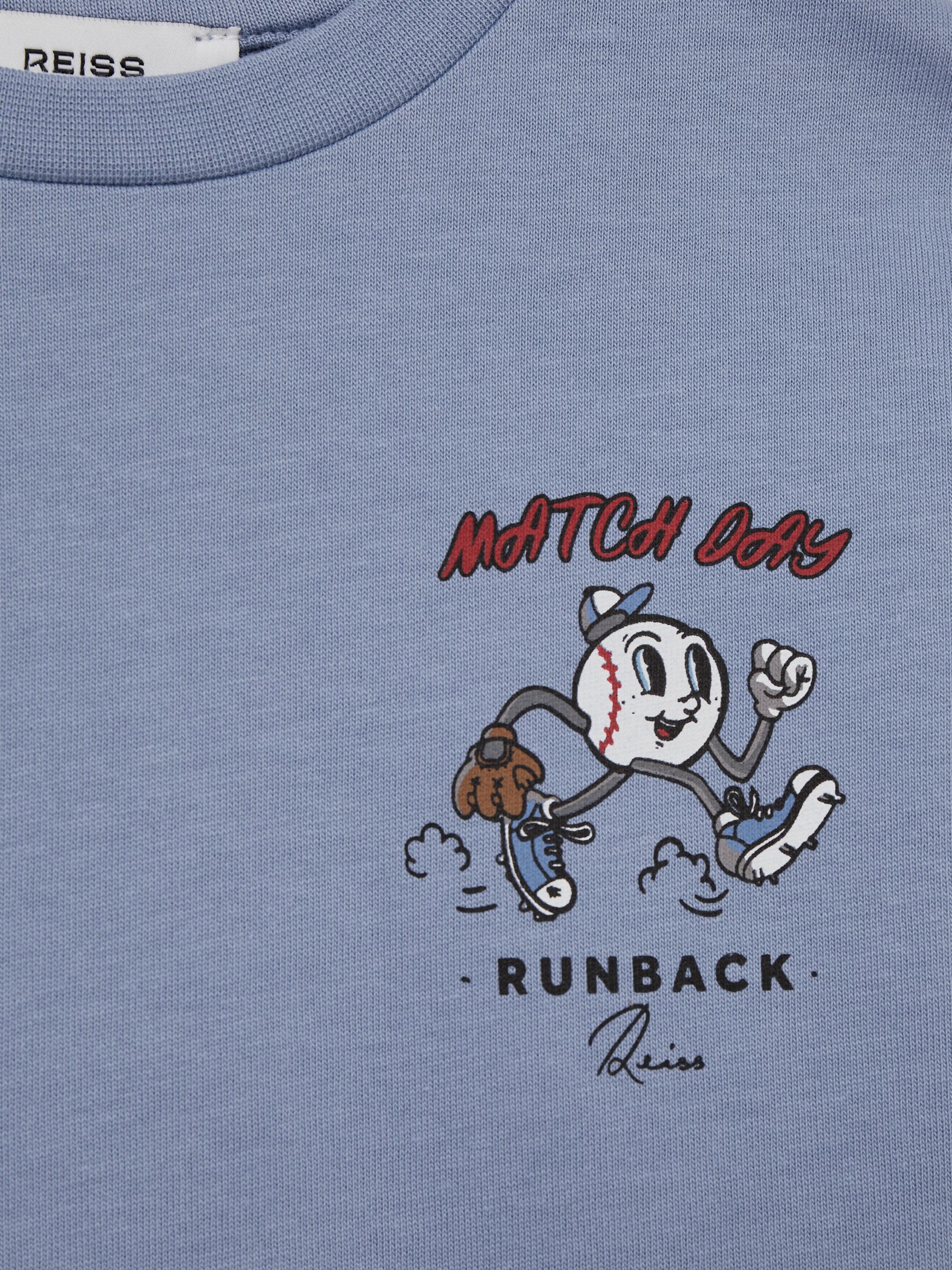 3-9 yrs Cotton Oversized Match Day T-Shirt in Airforce Blue - Image 4 of 4