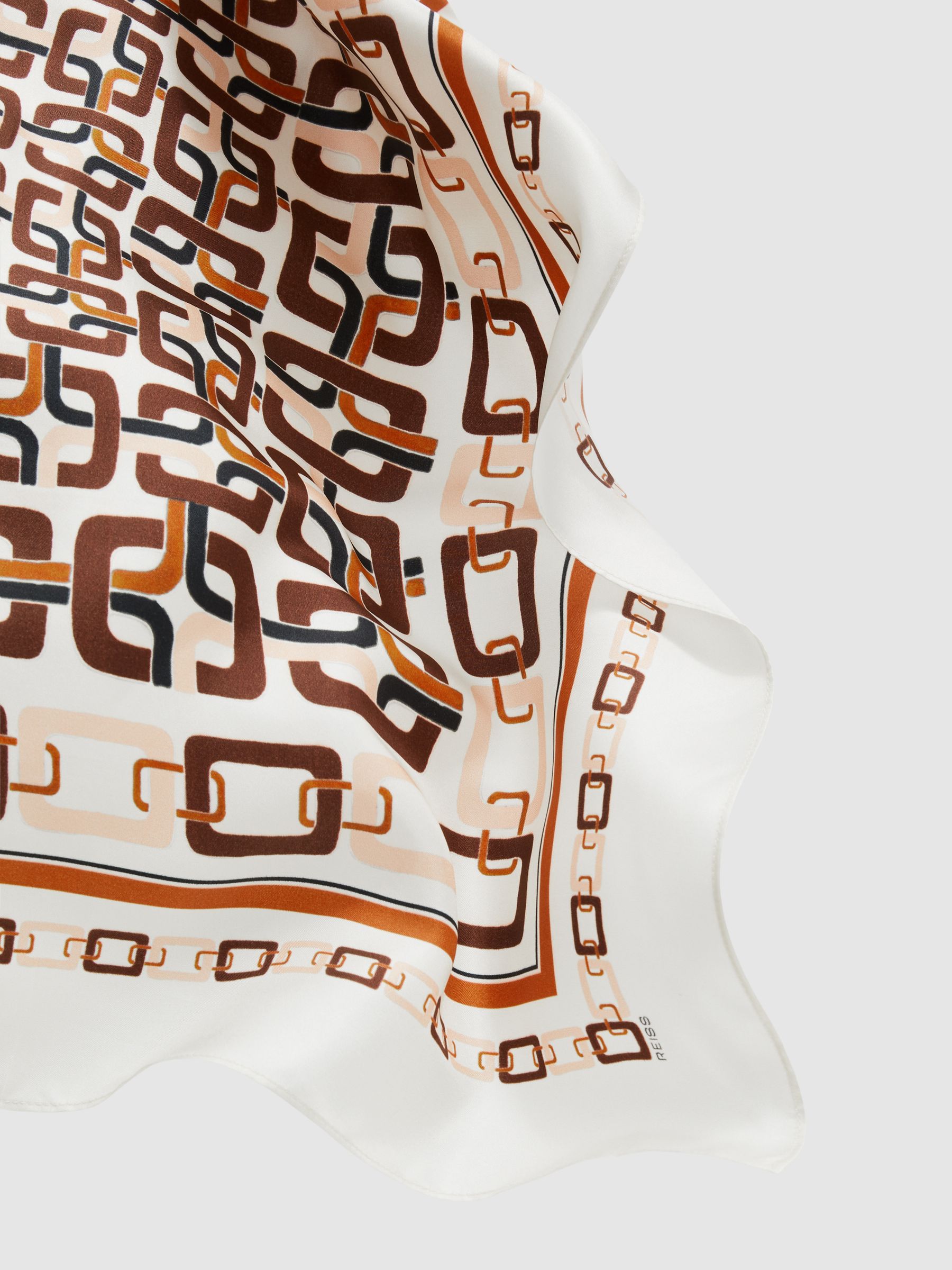 Silk Chain-Print Scarf in Taupe - image 4