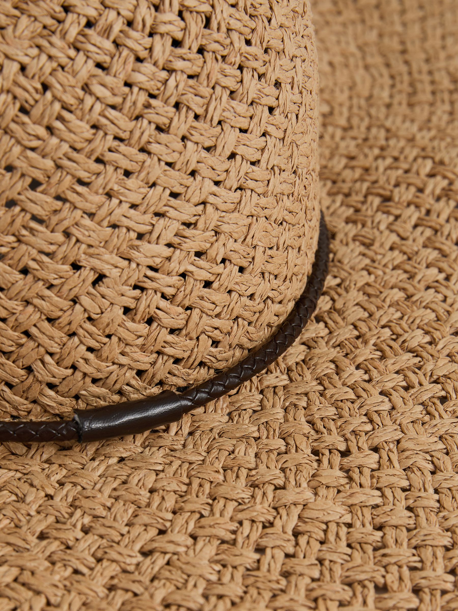 Woven Wide Brim Straw Hat in Natural - Image 3 of 4