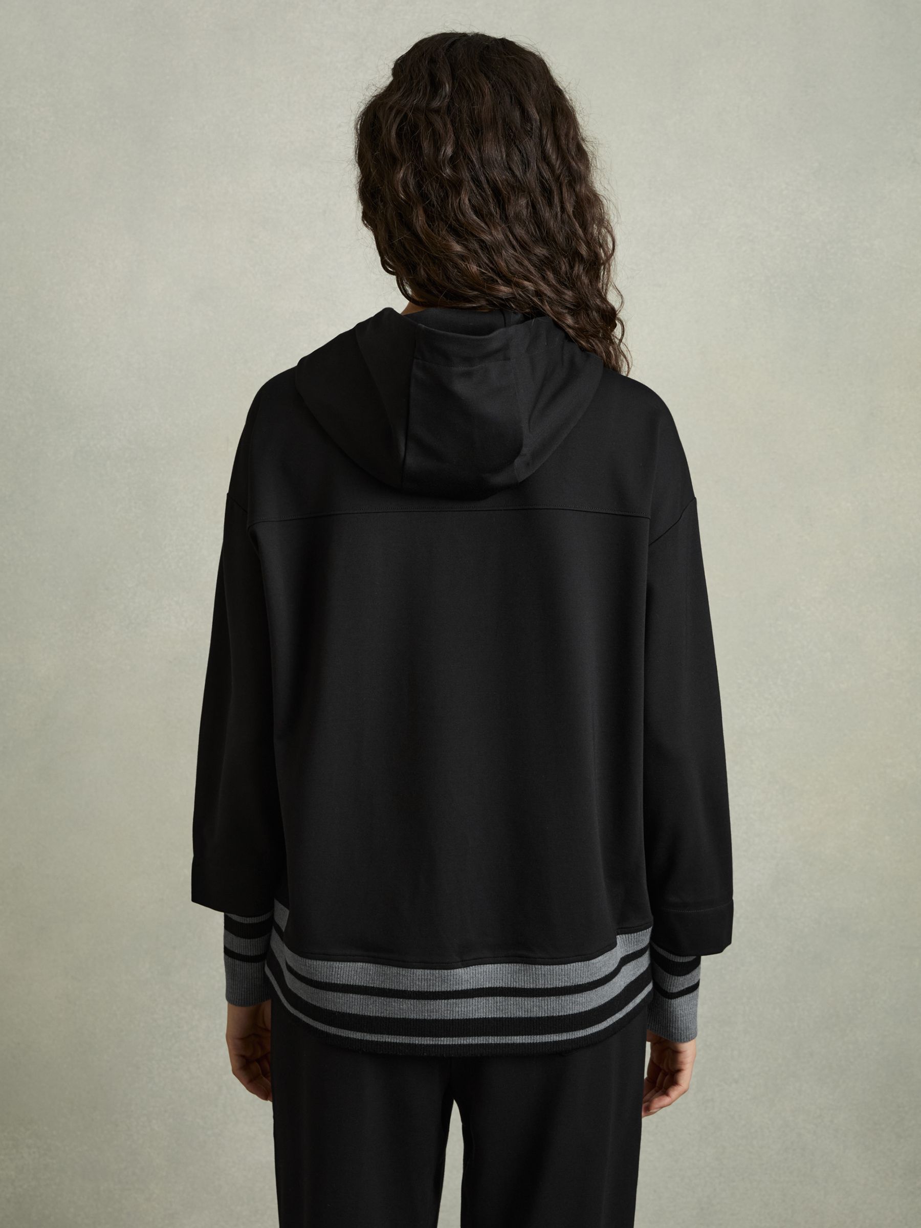 Drawstring Jersey Hoodie in Black/Charcoal - Image 5 of 7