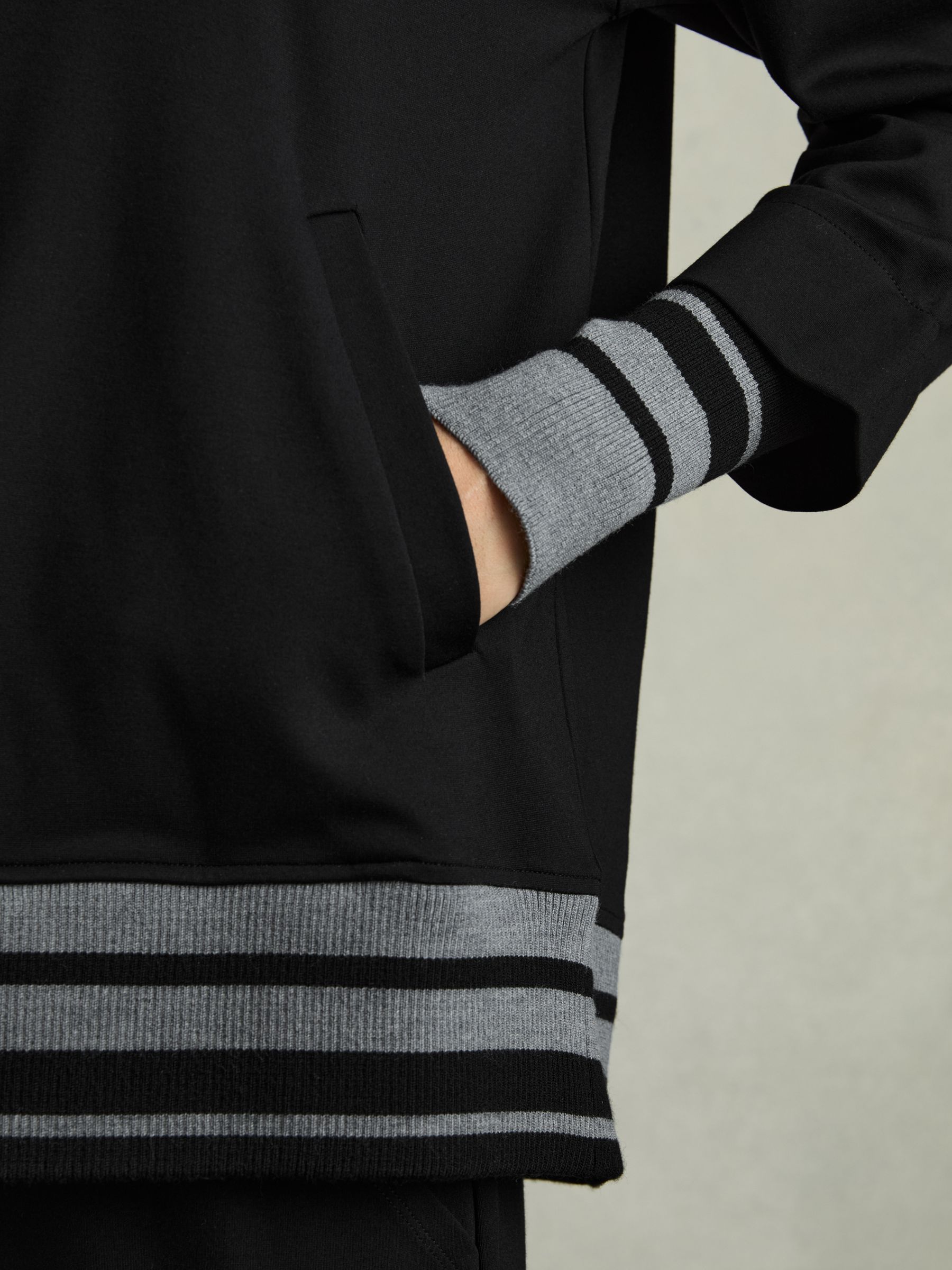 Drawstring Jersey Hoodie in Black/Charcoal - Image 6 of 7