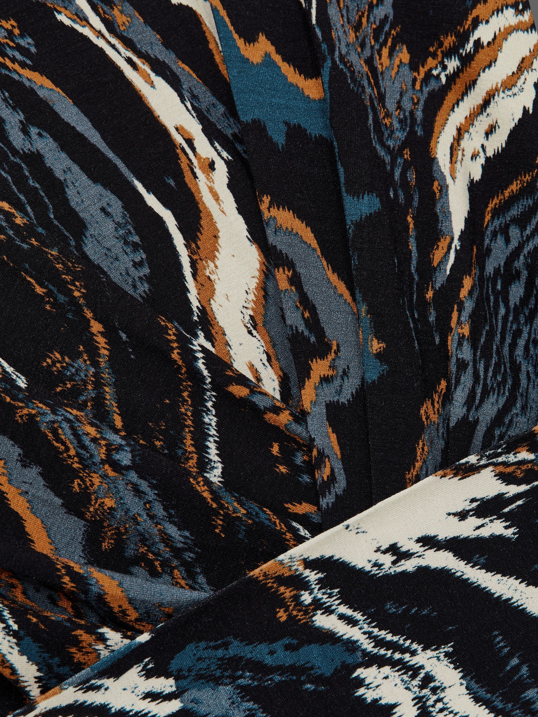 Jersey Printed Tie-Waist Mini Dress in Black/Blue - Image 5 of 5