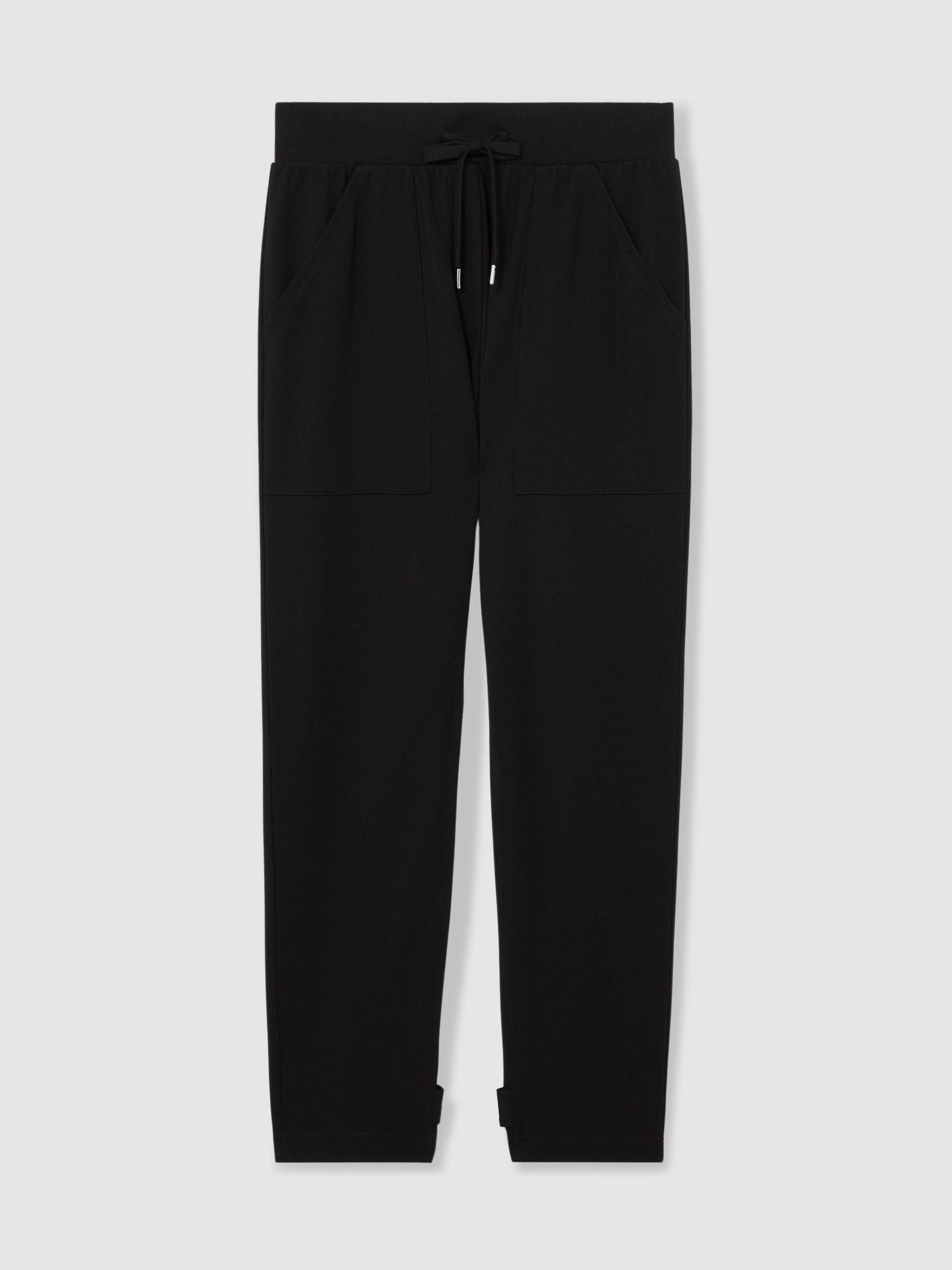 Drawstring Tapered Jersey Joggers in Black/Charcoal - Image 2 of 6