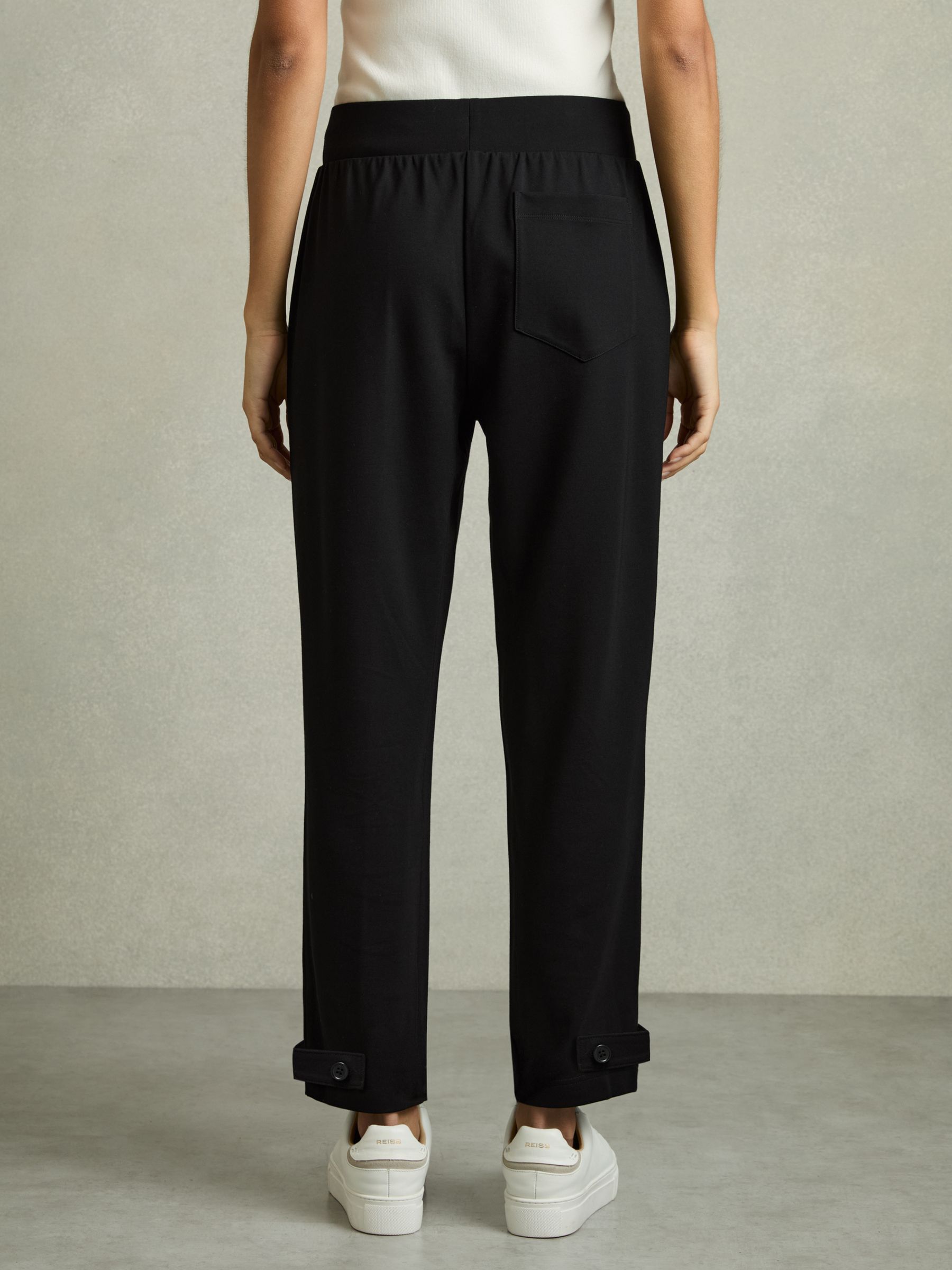 Drawstring Tapered Jersey Joggers in Black/Charcoal - Image 4 of 6