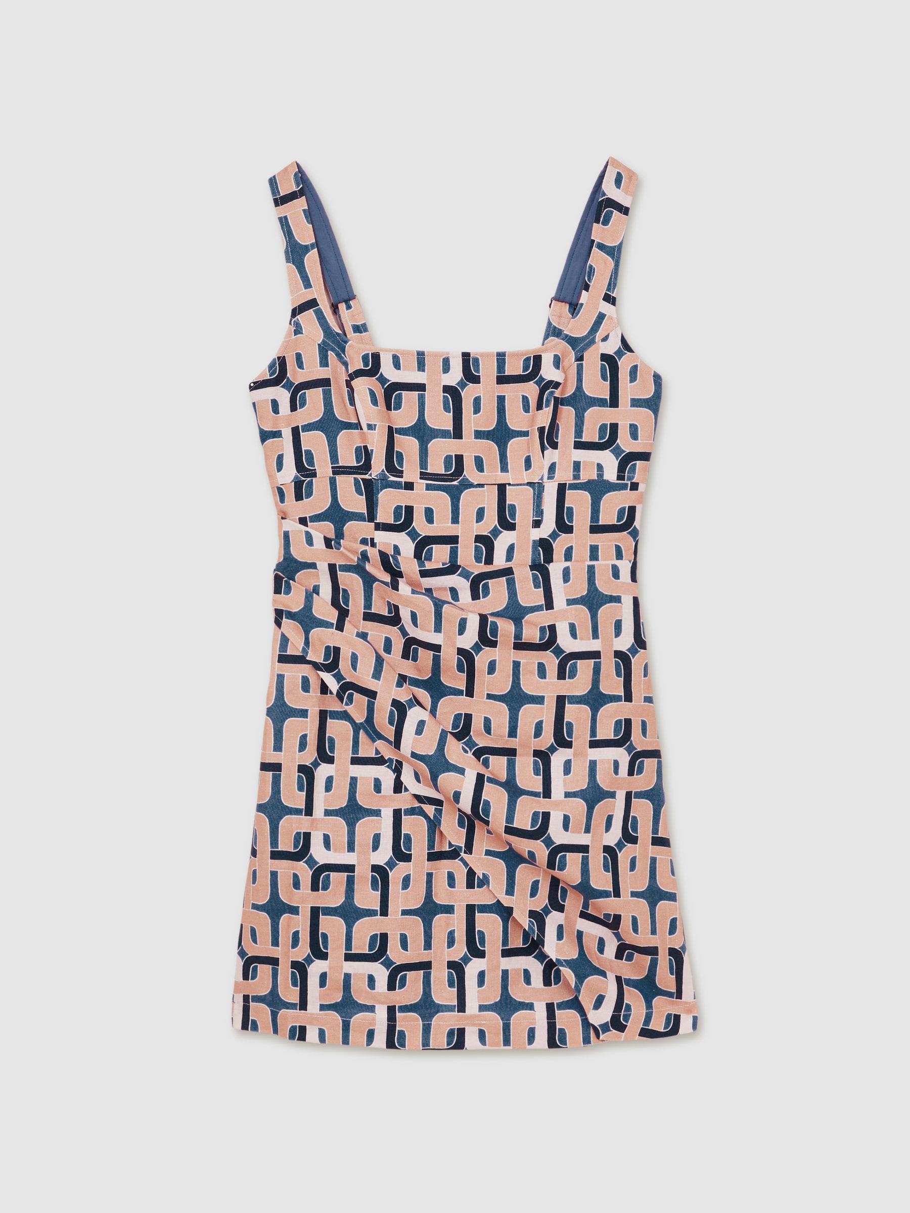 Chain Print Mini Dress in Blue - Image 2 of 5