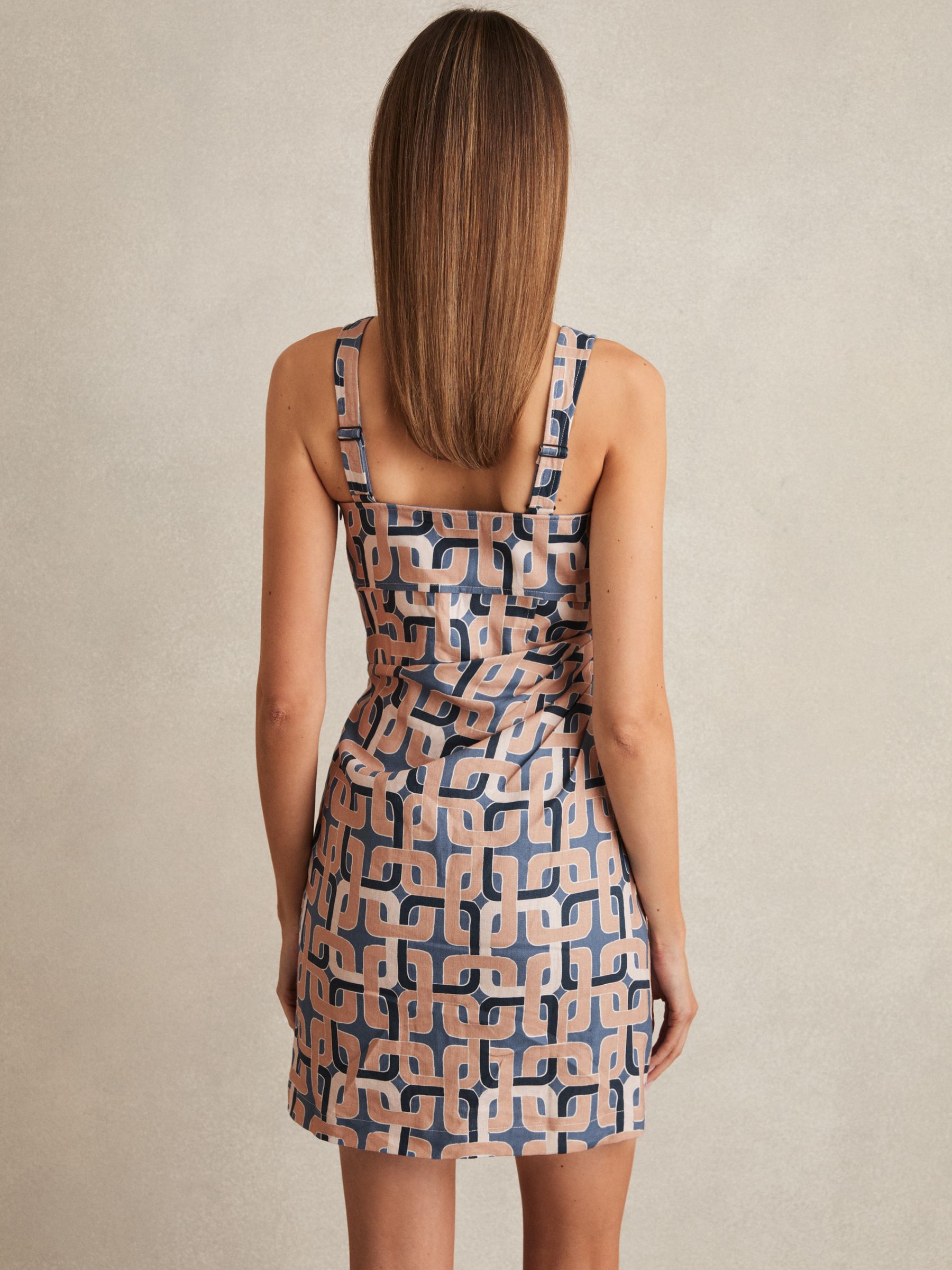 Chain Print Mini Dress in Blue - image 4
