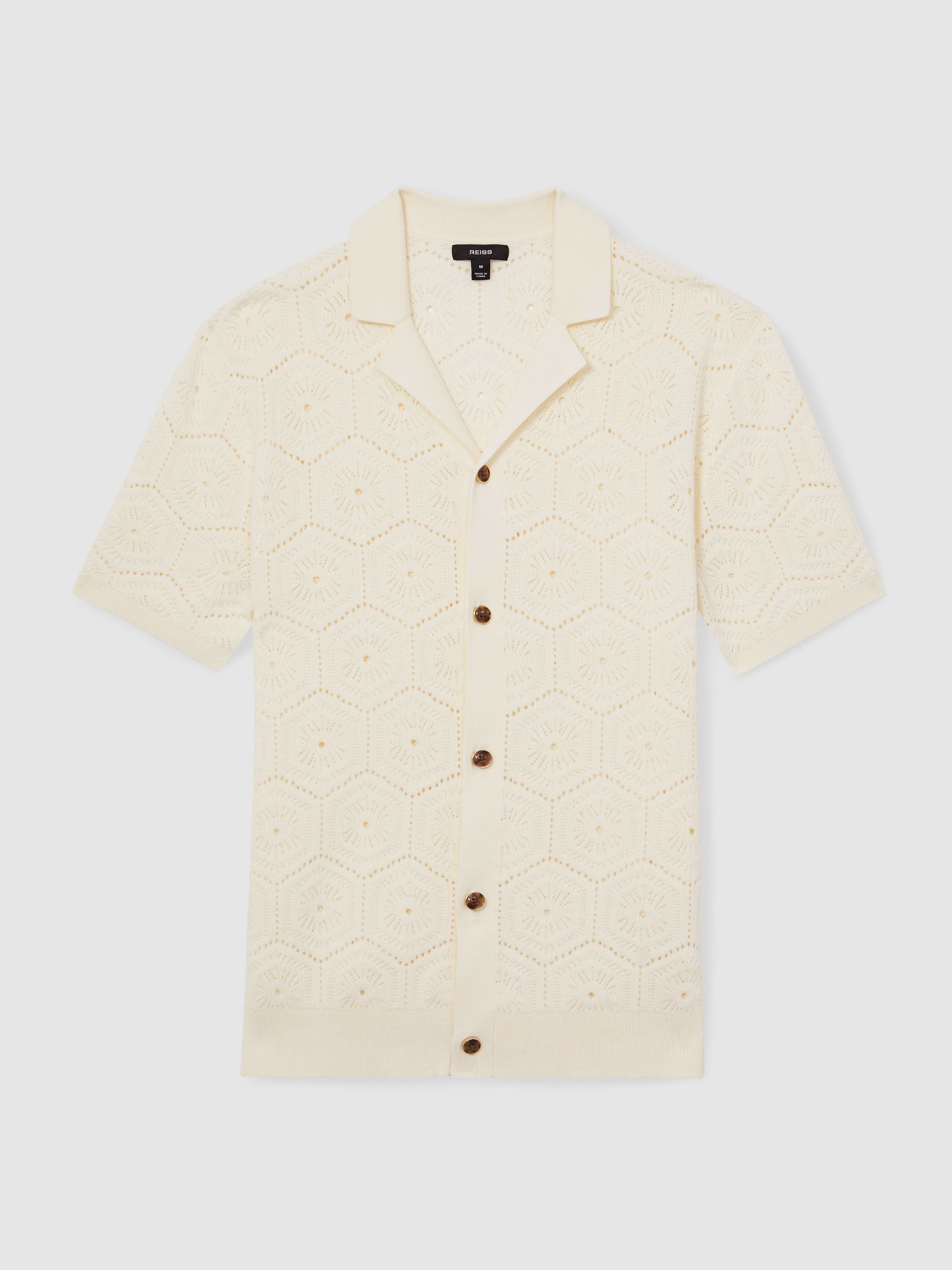 Pointelle Button-Through Shirt in Off White - Image 2 of 6