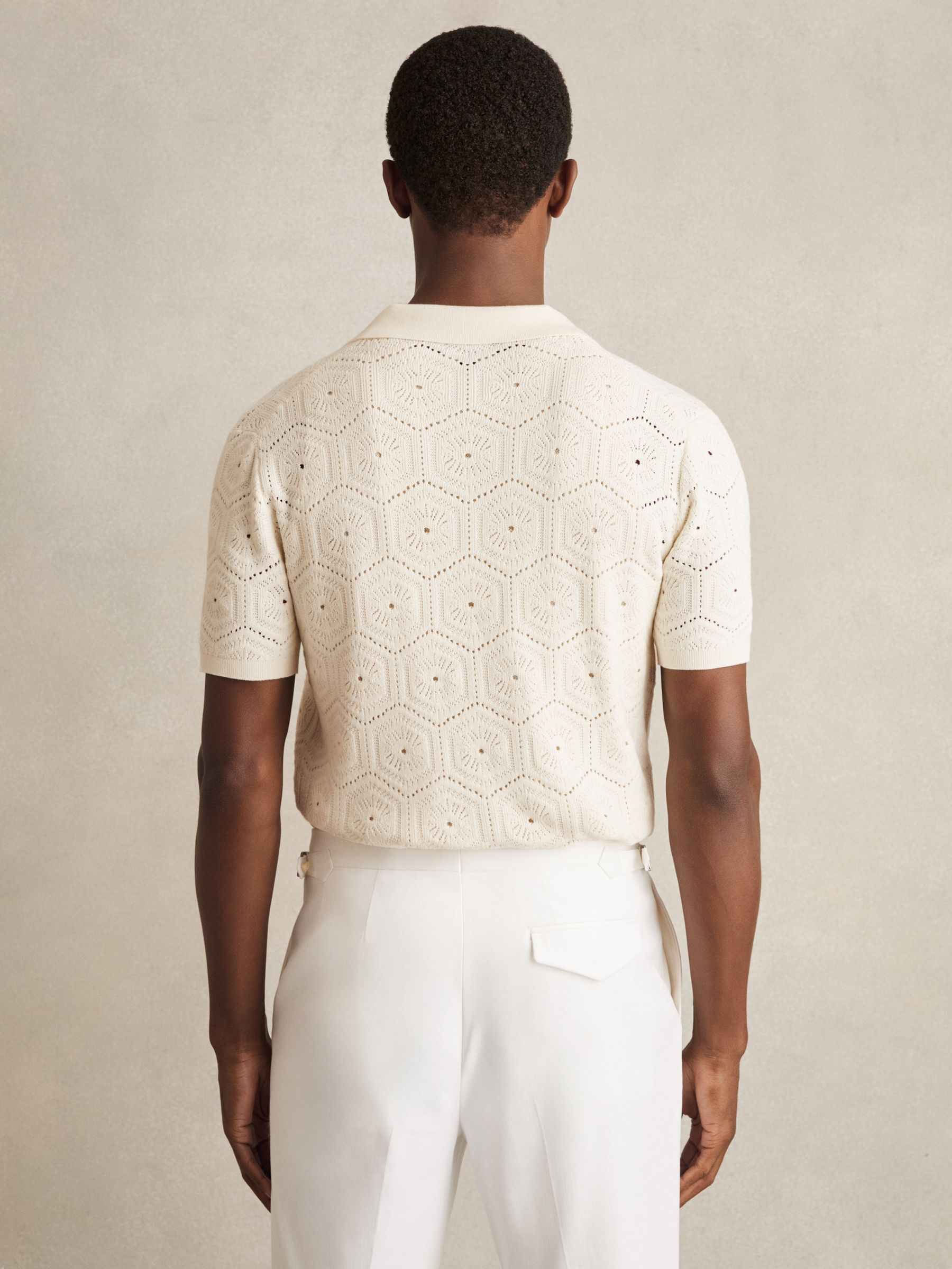 Pointelle Button-Through Shirt in Off White - Image 5 of 6