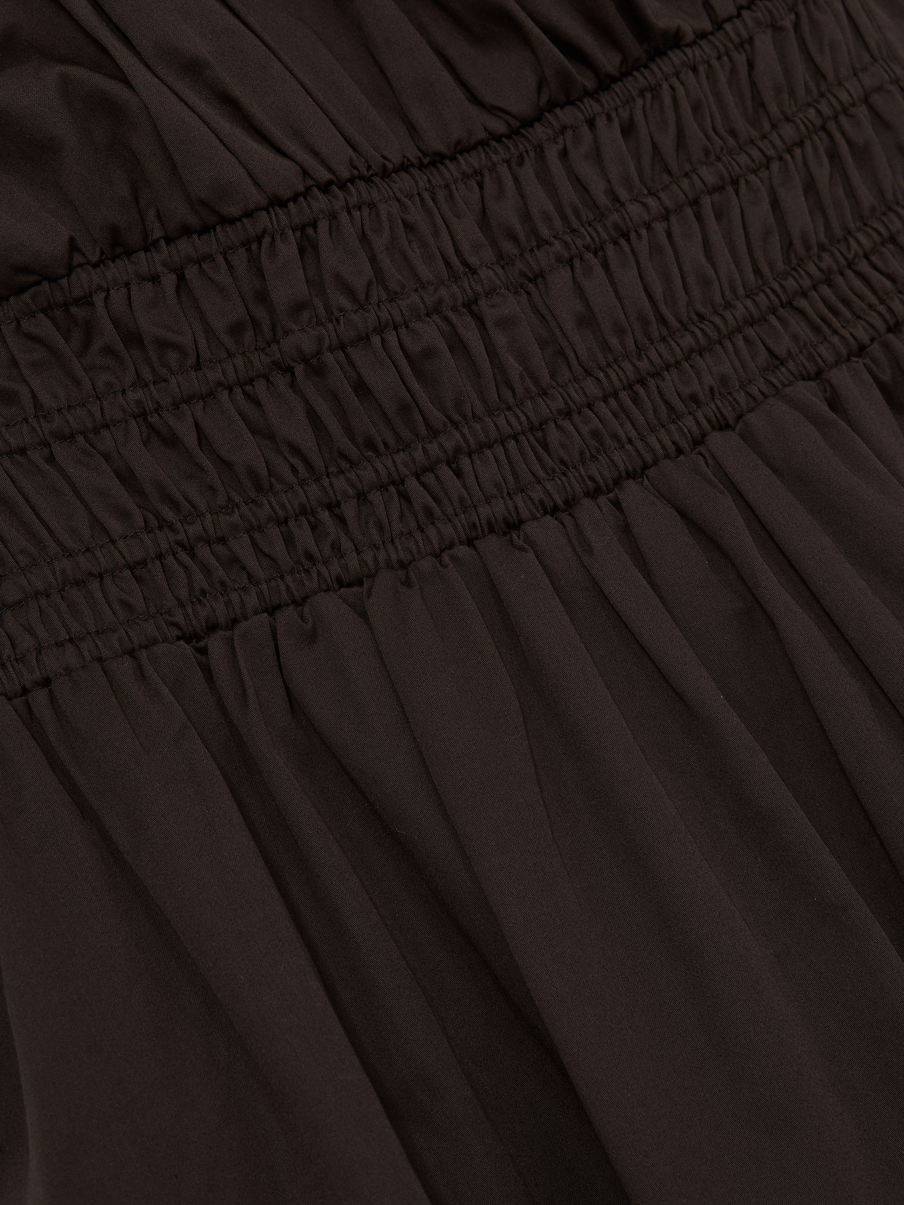 Cotton Craft-Stitch Shirred Midi Dress in Brown - Image 5 of 6