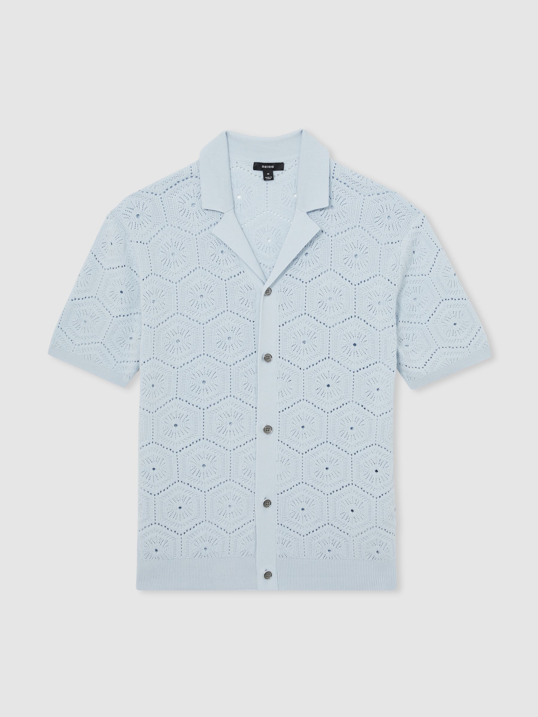 Pointelle Button-Through Shirt in Soft Blue - Image 2 of 6