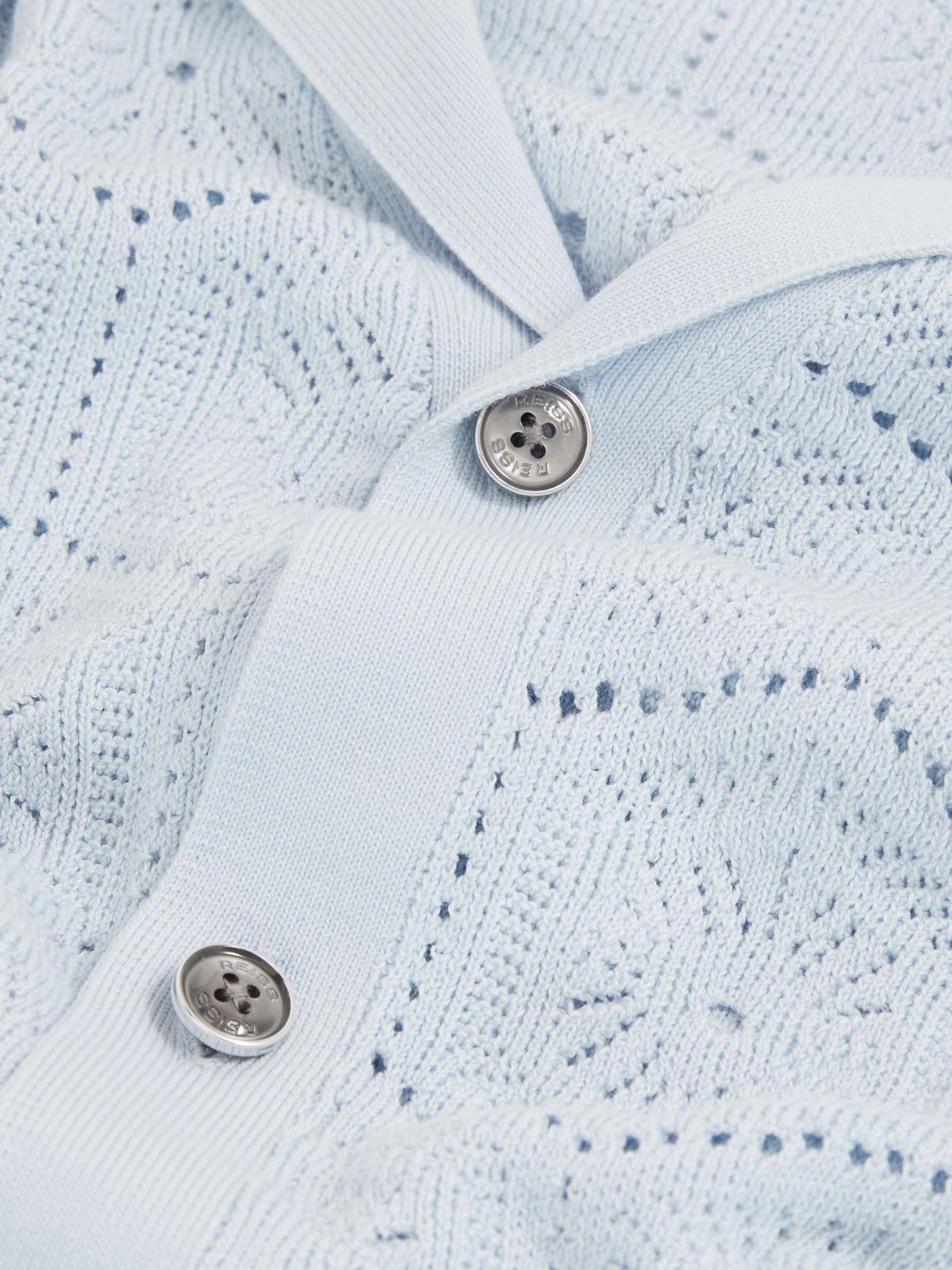 Pointelle Button-Through Shirt in Soft Blue - Image 6 of 6