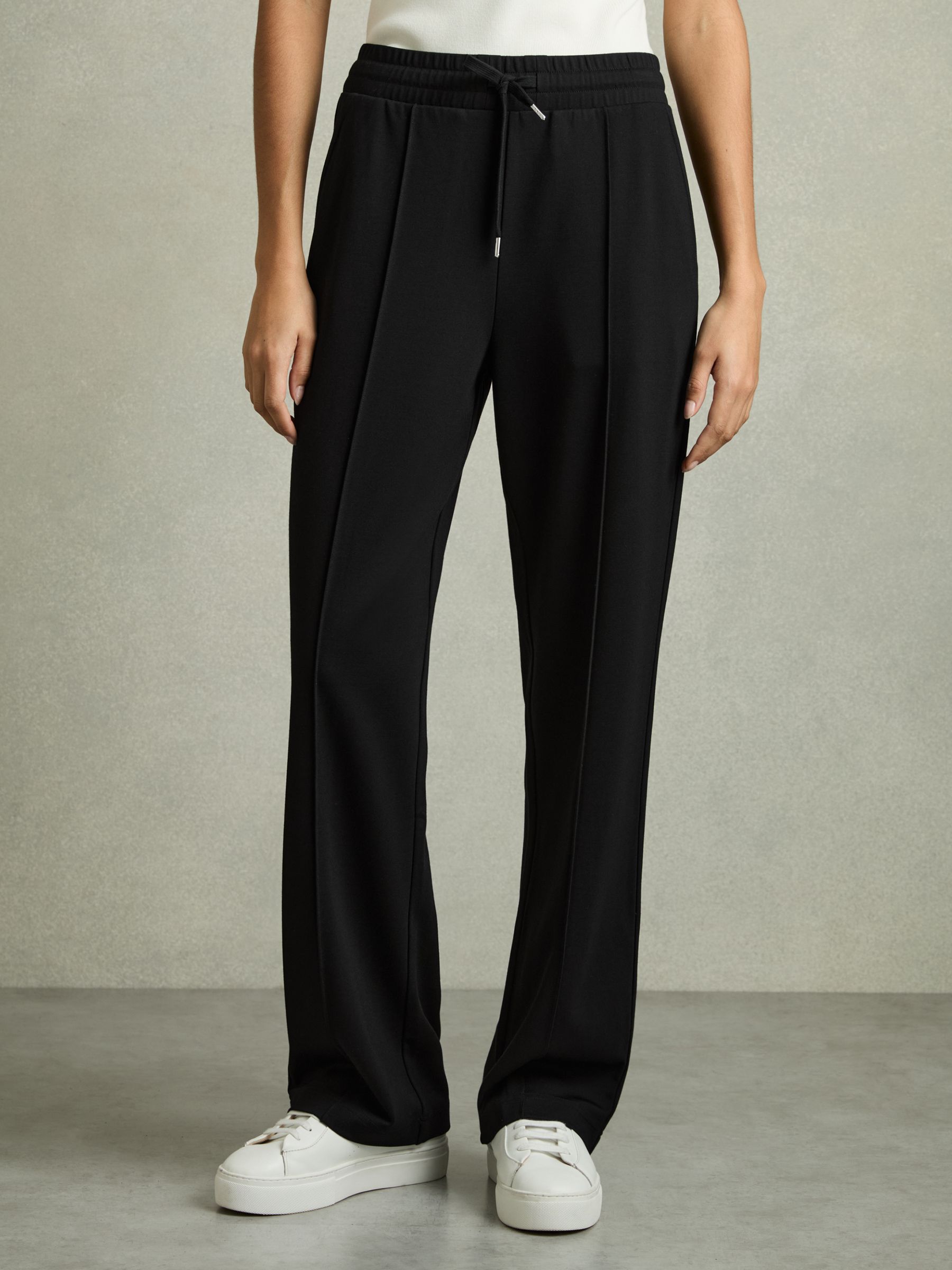 Drawstring Straight Leg Jersey Joggers in Black/Charcoal - Image 3 of 6