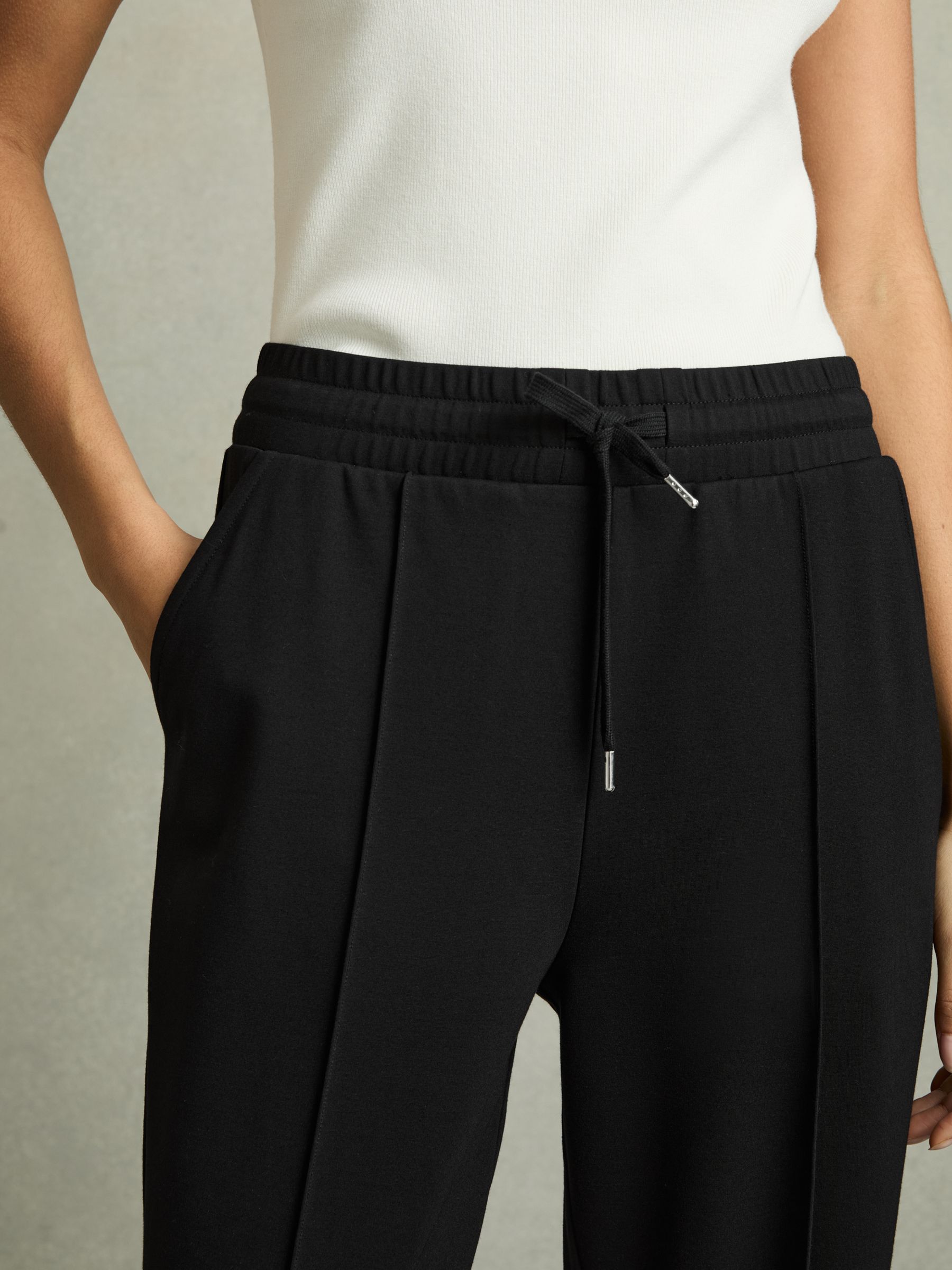 Drawstring Straight Leg Jersey Joggers in Black/Charcoal - Image 4 of 6