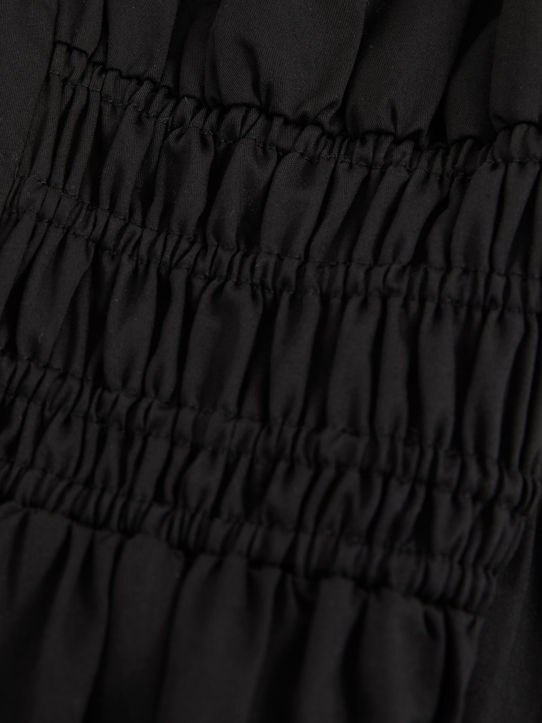 Cotton Craft-Stitch Shirred Mini Dress in Black - Image 6 of 6