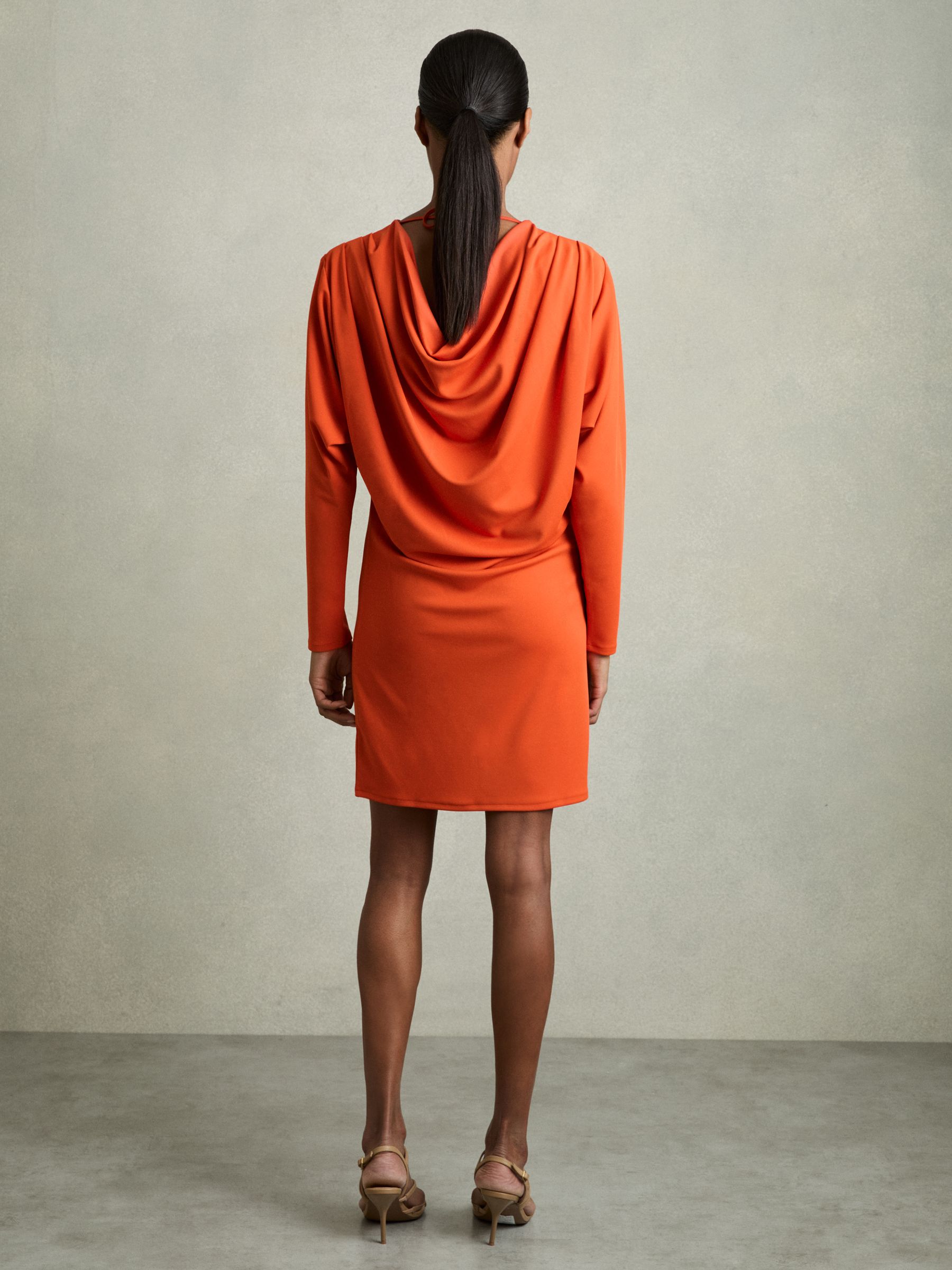 Cowl Back Mini Dress in Orange - Image 5 of 6