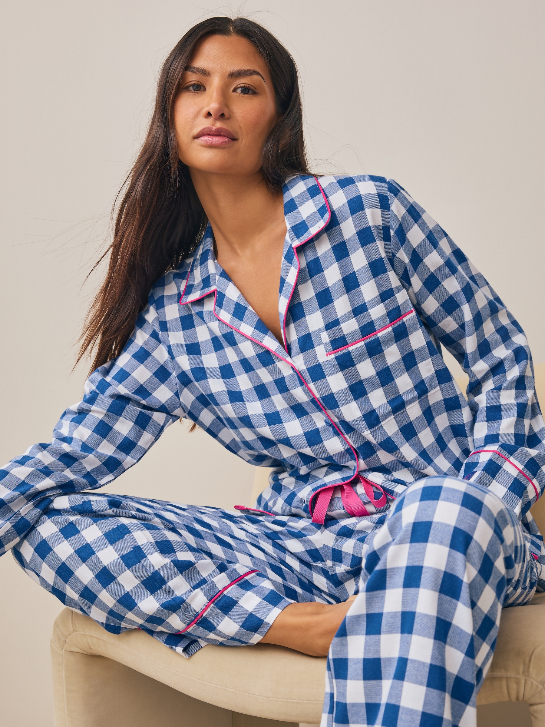 Blue Check Button Through Pyjama Set - Image 2 of 11