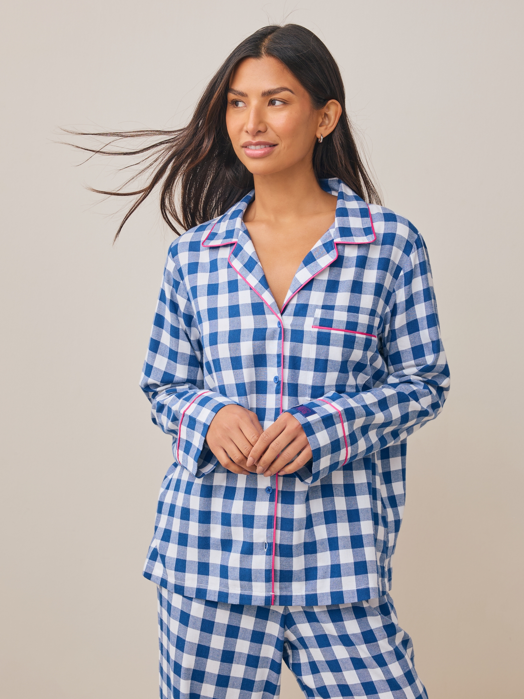Blue Check Button Through Pyjama Set - Image 4 of 11