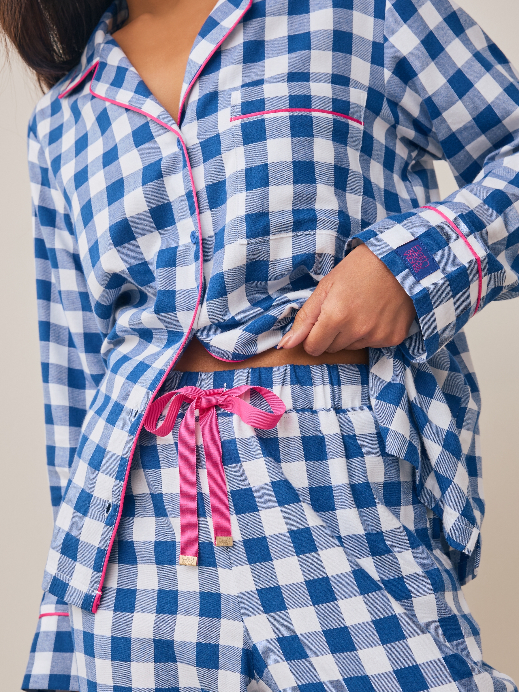 Blue Check Button Through Pyjama Set - Image 5 of 11
