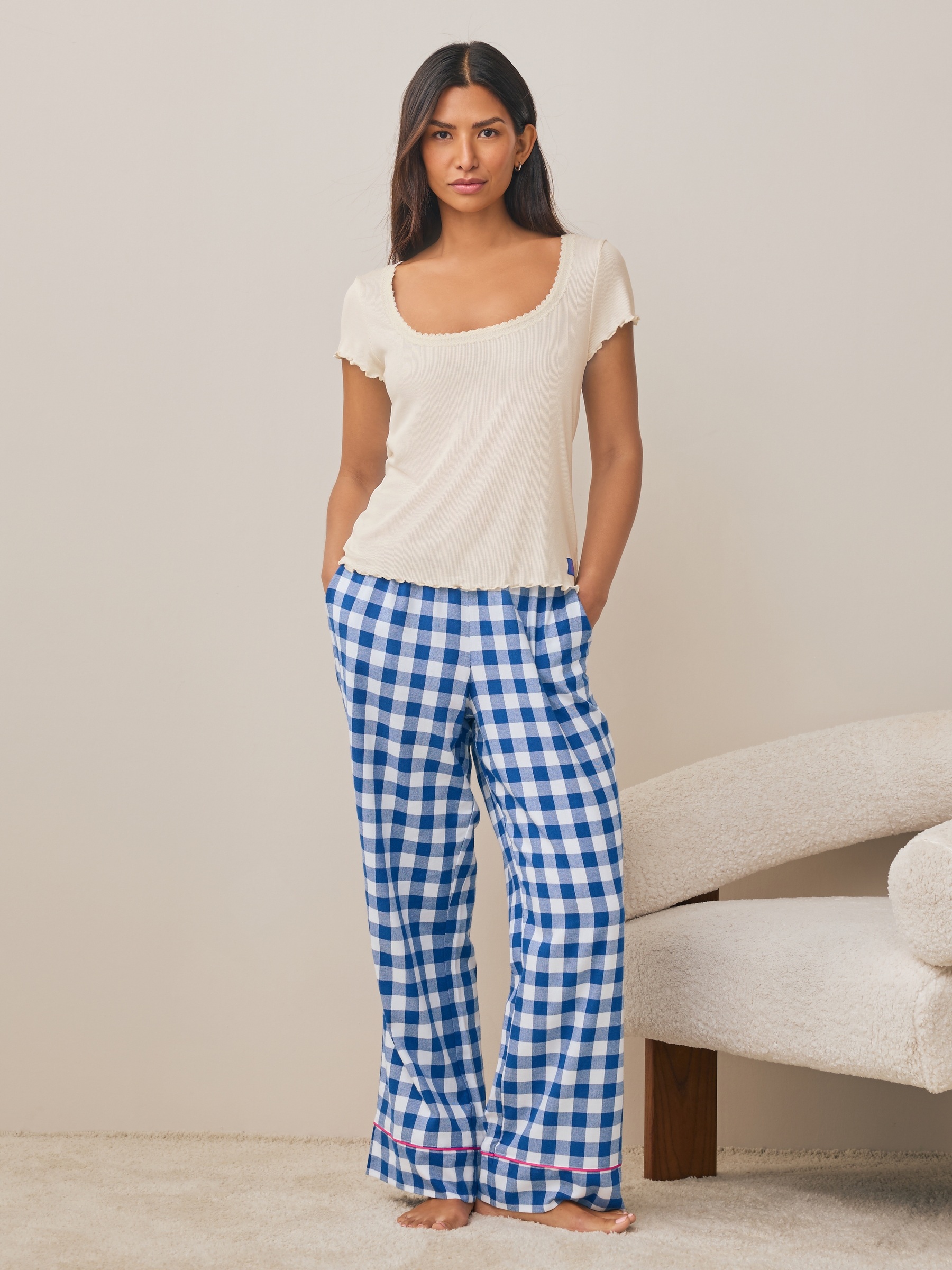 Blue Check Jersey Pyjamas - Image 1 of 12