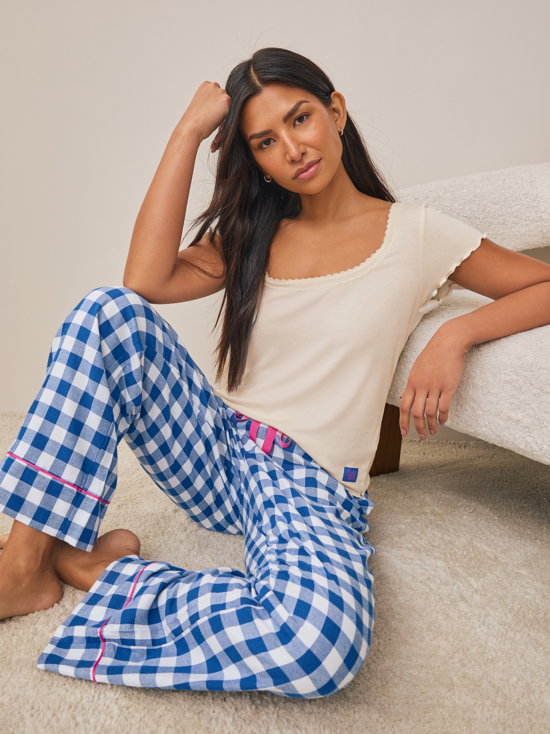Blue Check Jersey Pyjamas - Image 3 of 12