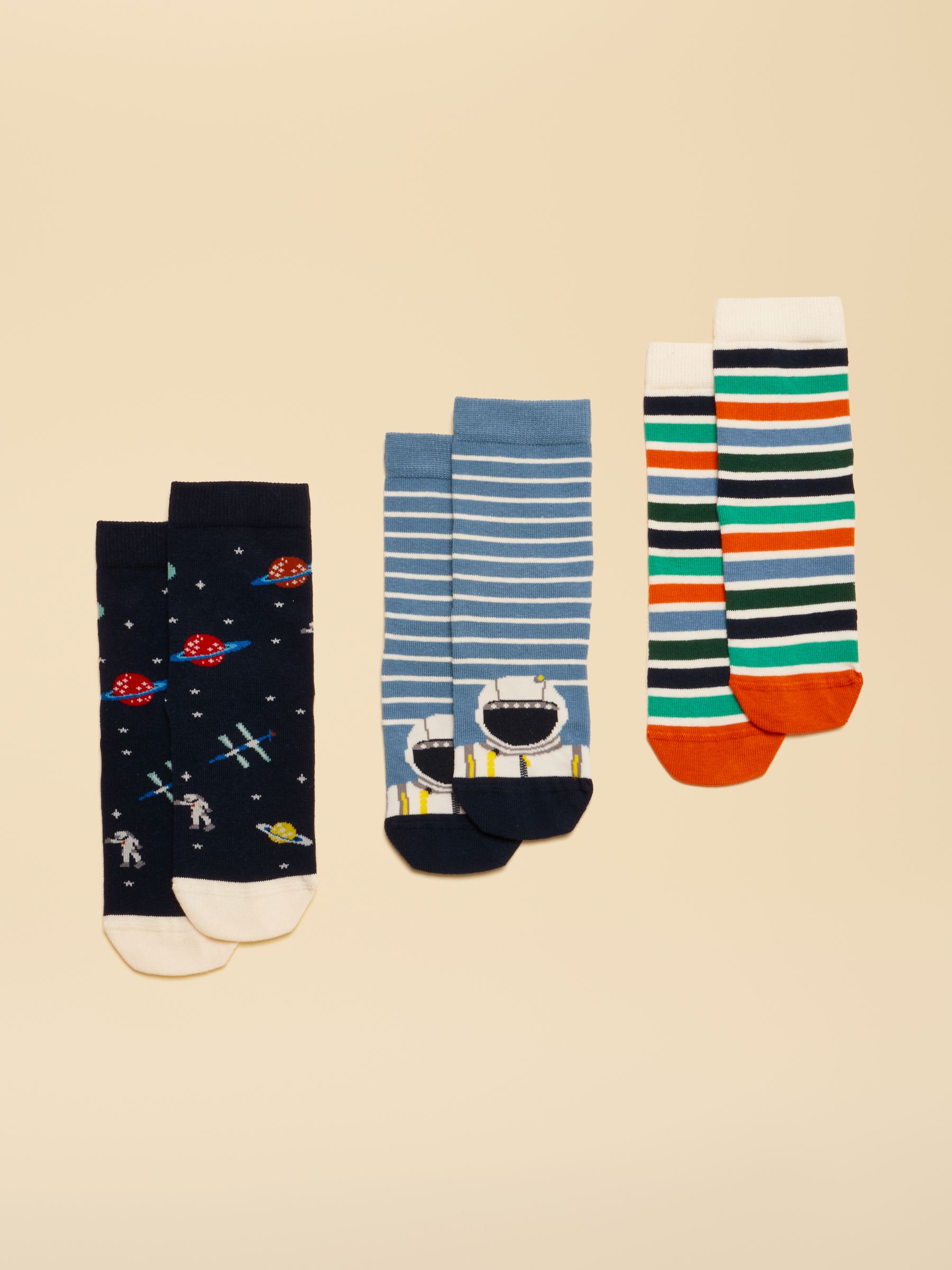 Kids' Neat Feet Blue & Orange Socks 3 Pack - Image 1 of 3