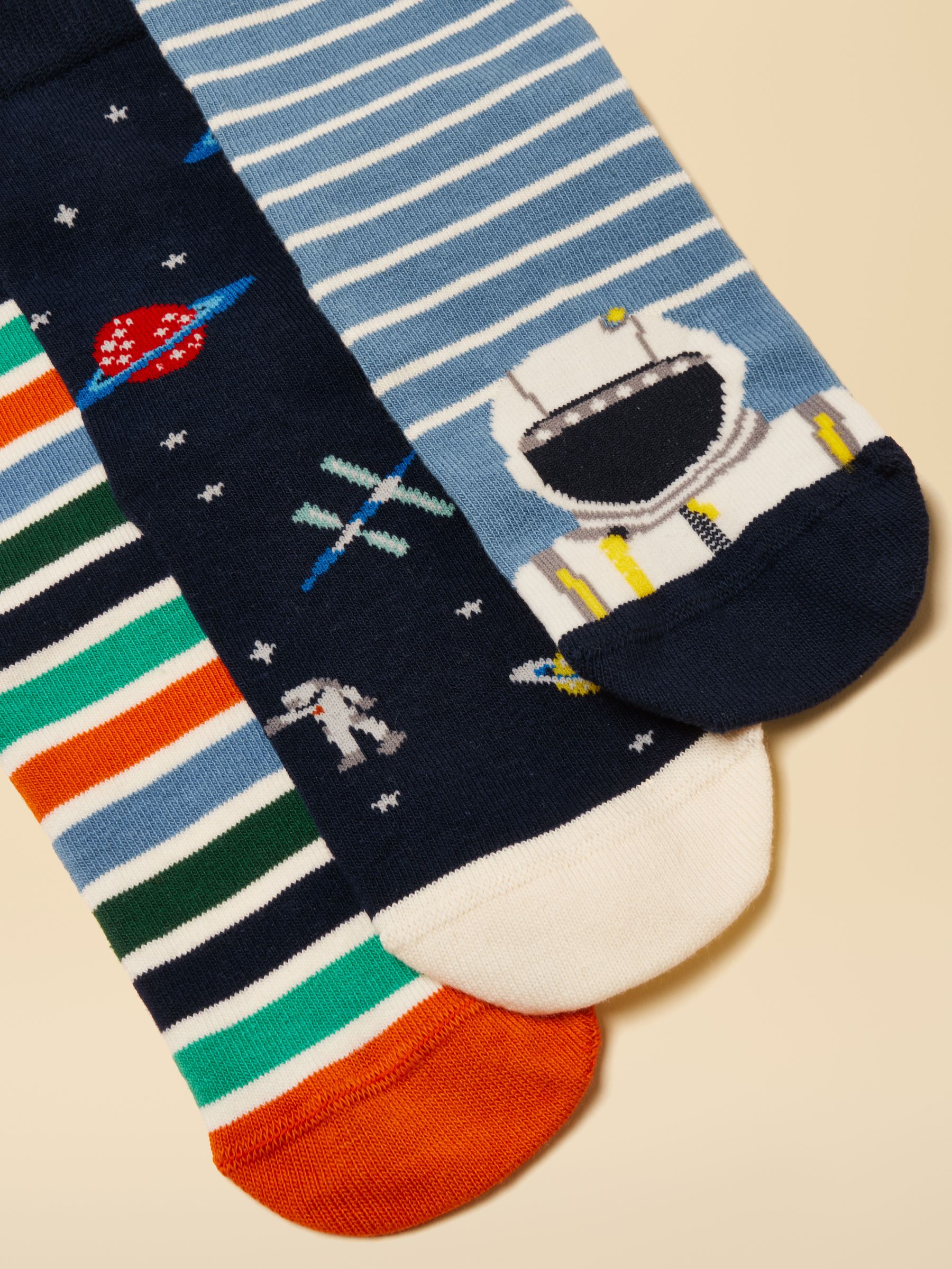Kids' Neat Feet Blue & Orange Socks 3 Pack - Image 2 of 3
