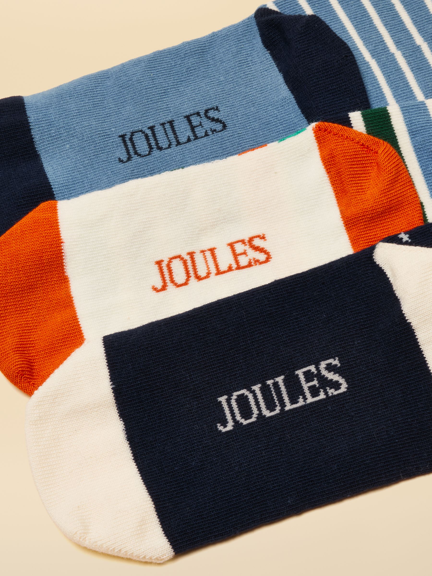 Kids' Neat Feet Blue & Orange Socks 3 Pack - Image 3 of 3