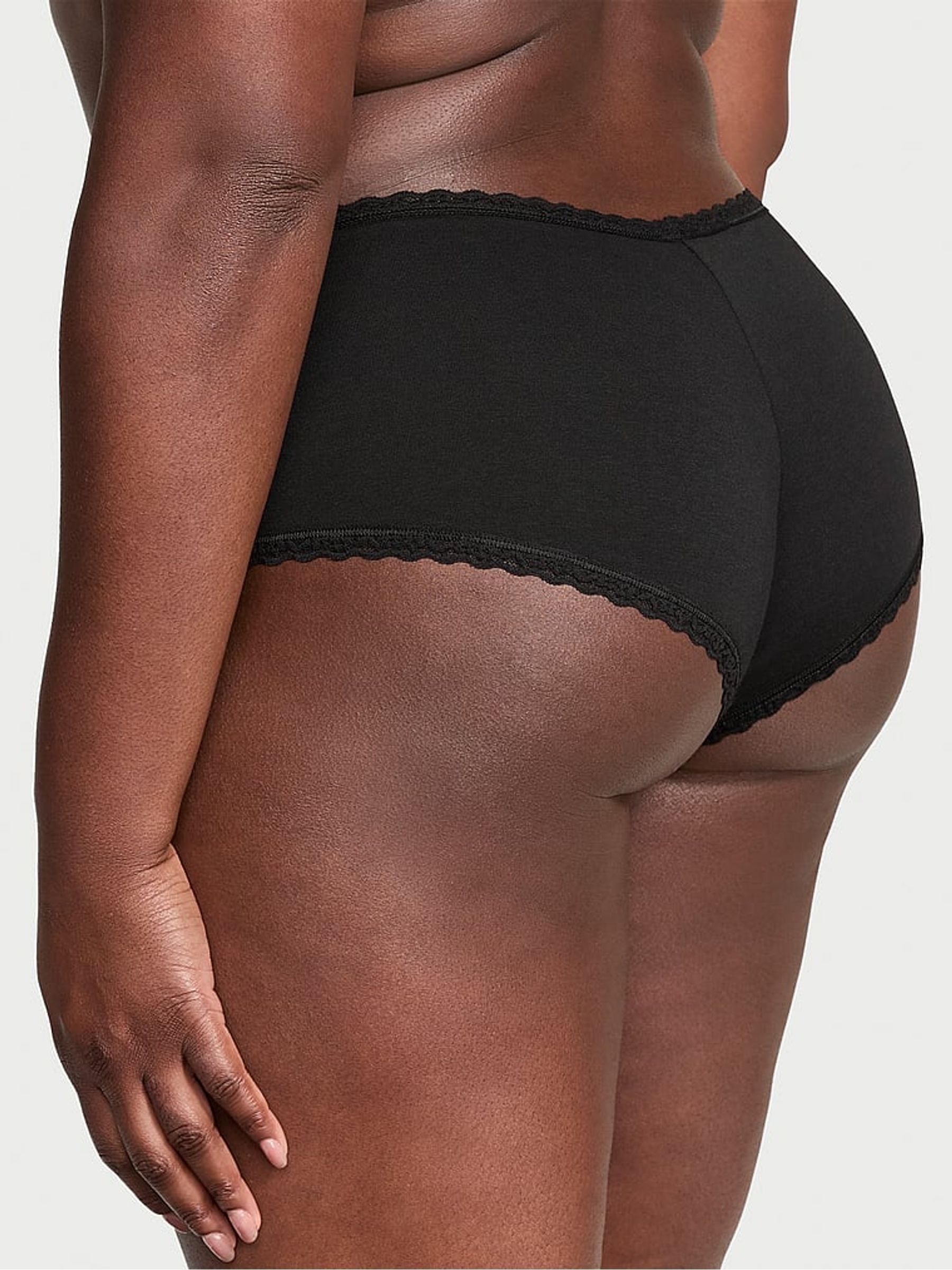 Black Cheeky Cotton Lace Waist Knickers - Image 2 of 3