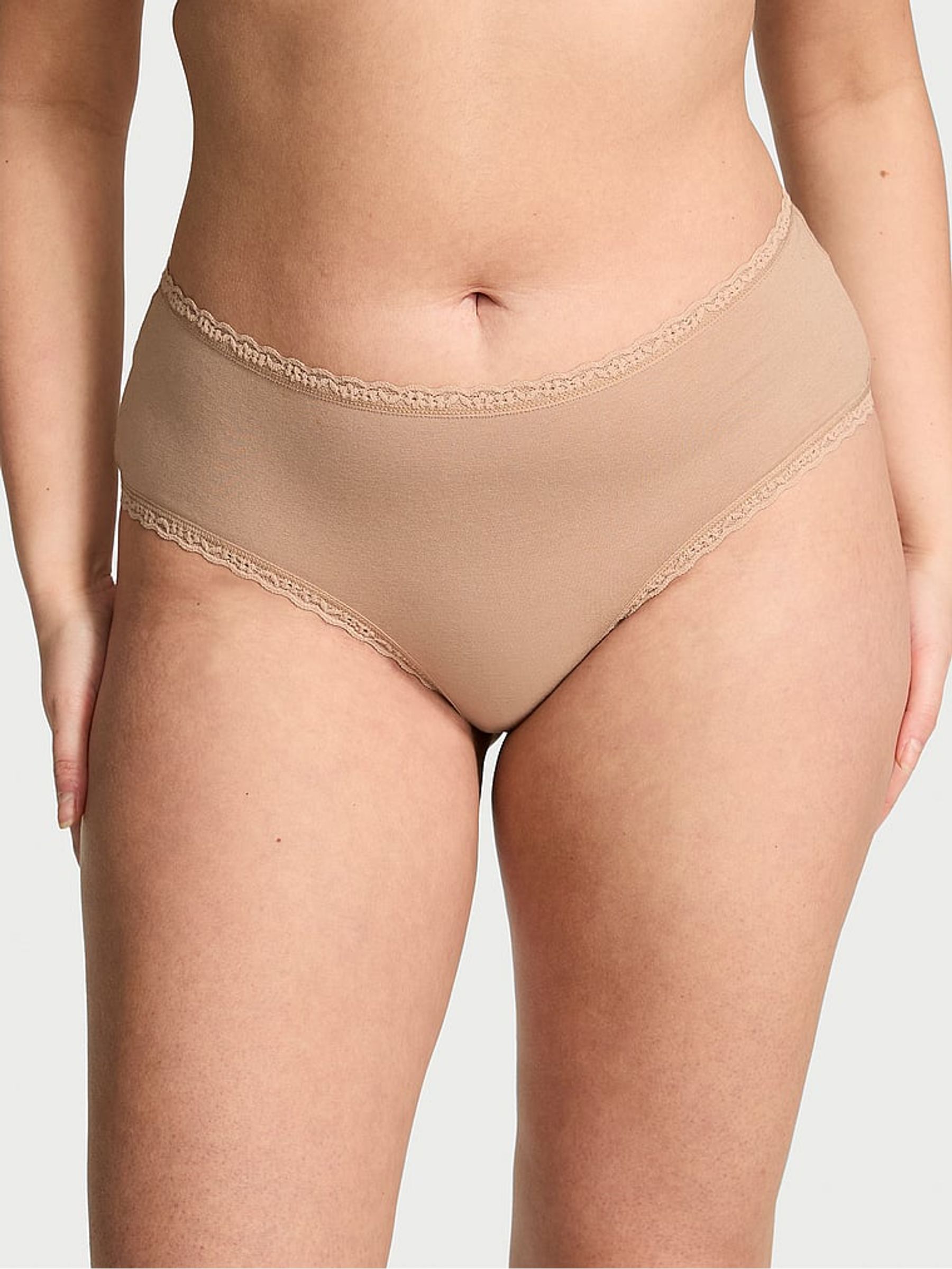 Praline Nude Cheeky Cotton Lace Waist Knickers - Image 1 of 2