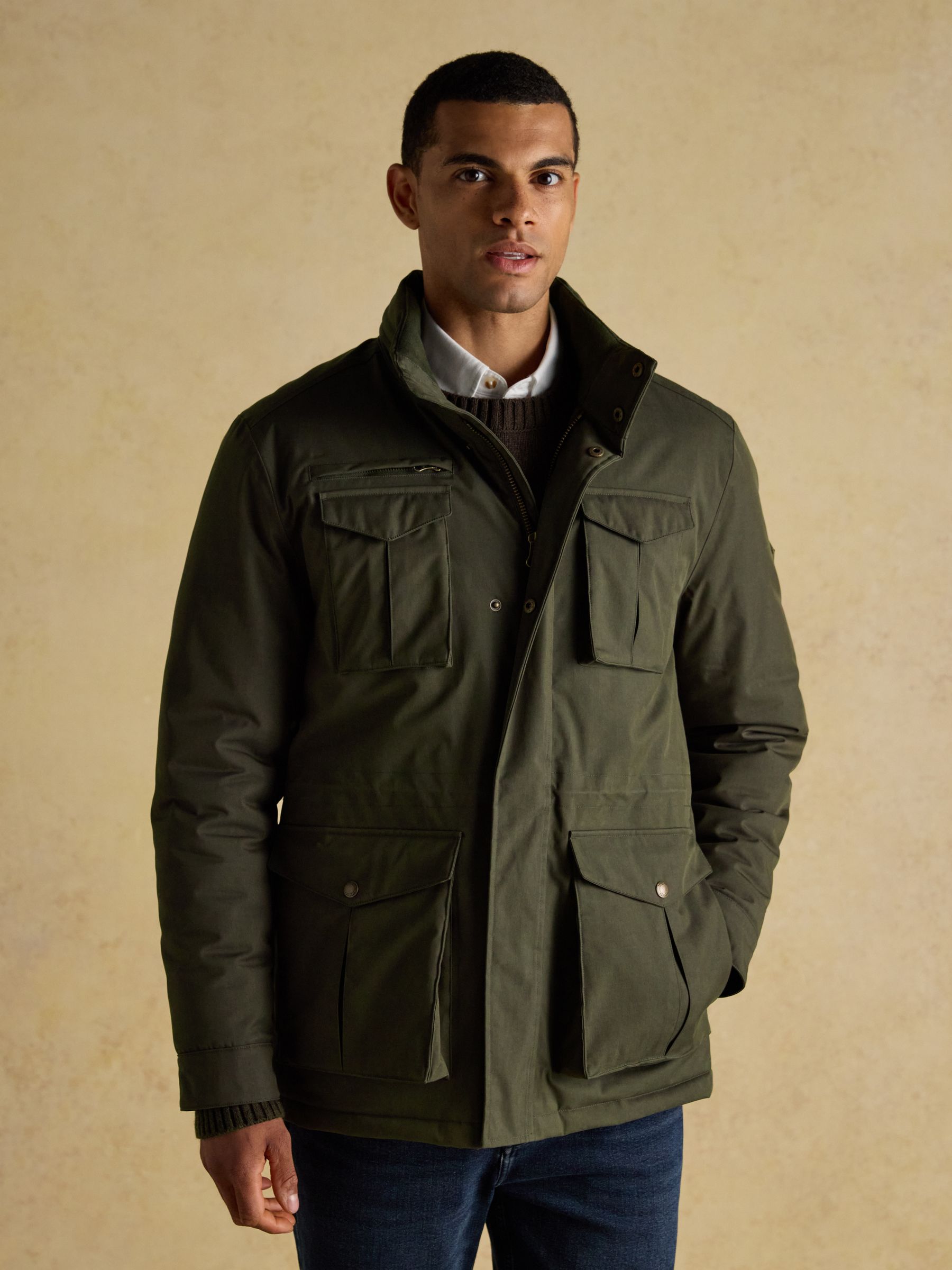 Beckett Green Waterproof Field Coat With Packable Hood | Joules