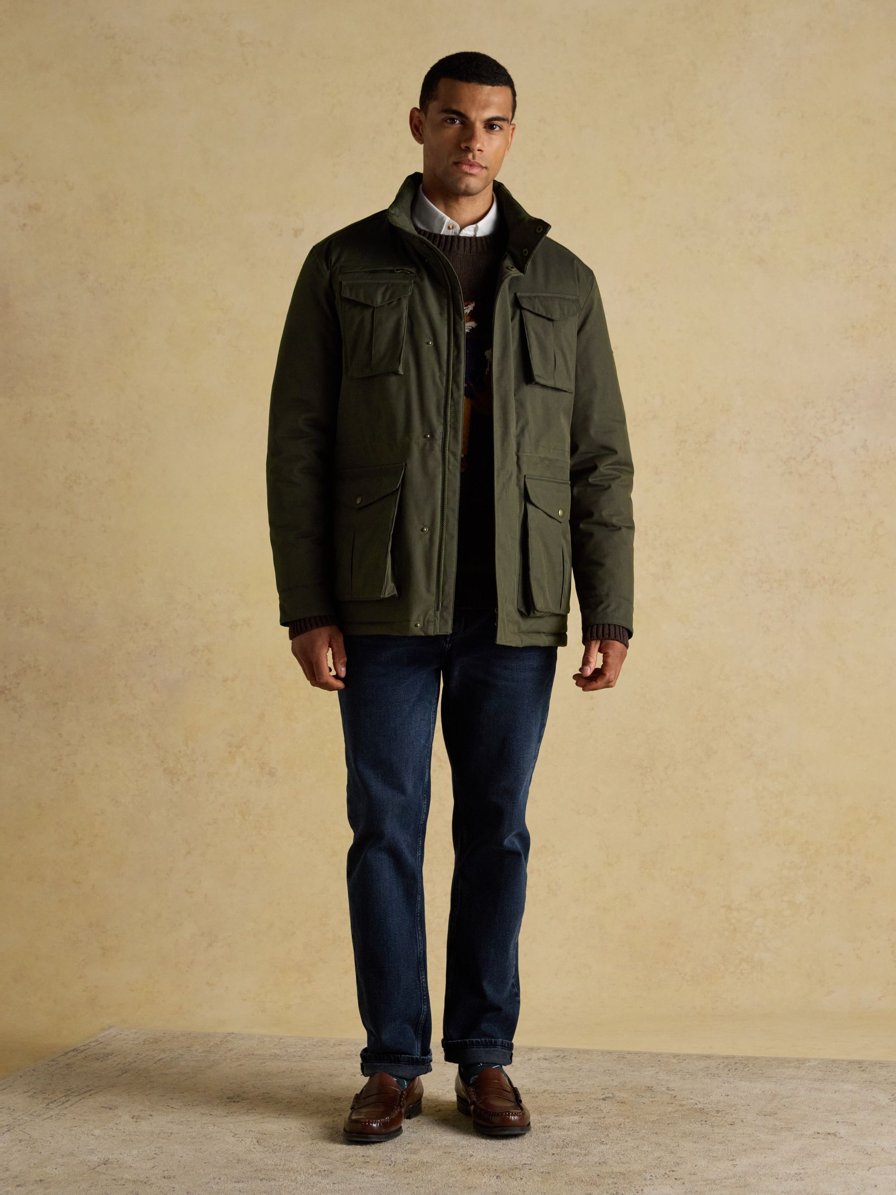 Beckett Green Waterproof Field Coat With Packable Hood | Joules