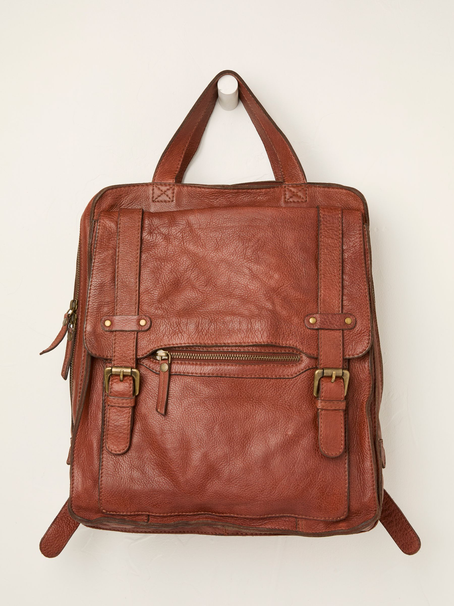 Chestnut Brown Leather Rucksack - Image 1 of 2