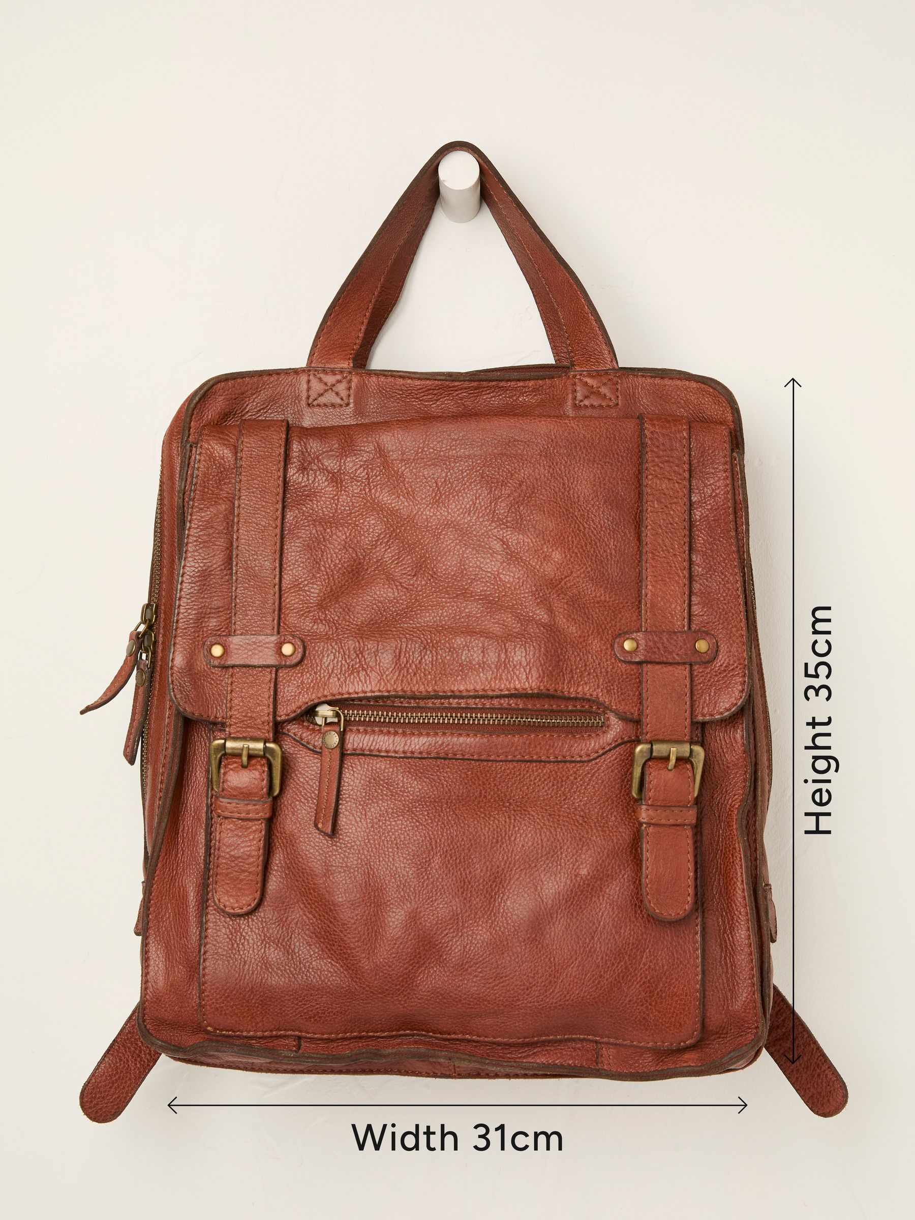 Chestnut Brown Leather Rucksack - Image 3 of 3