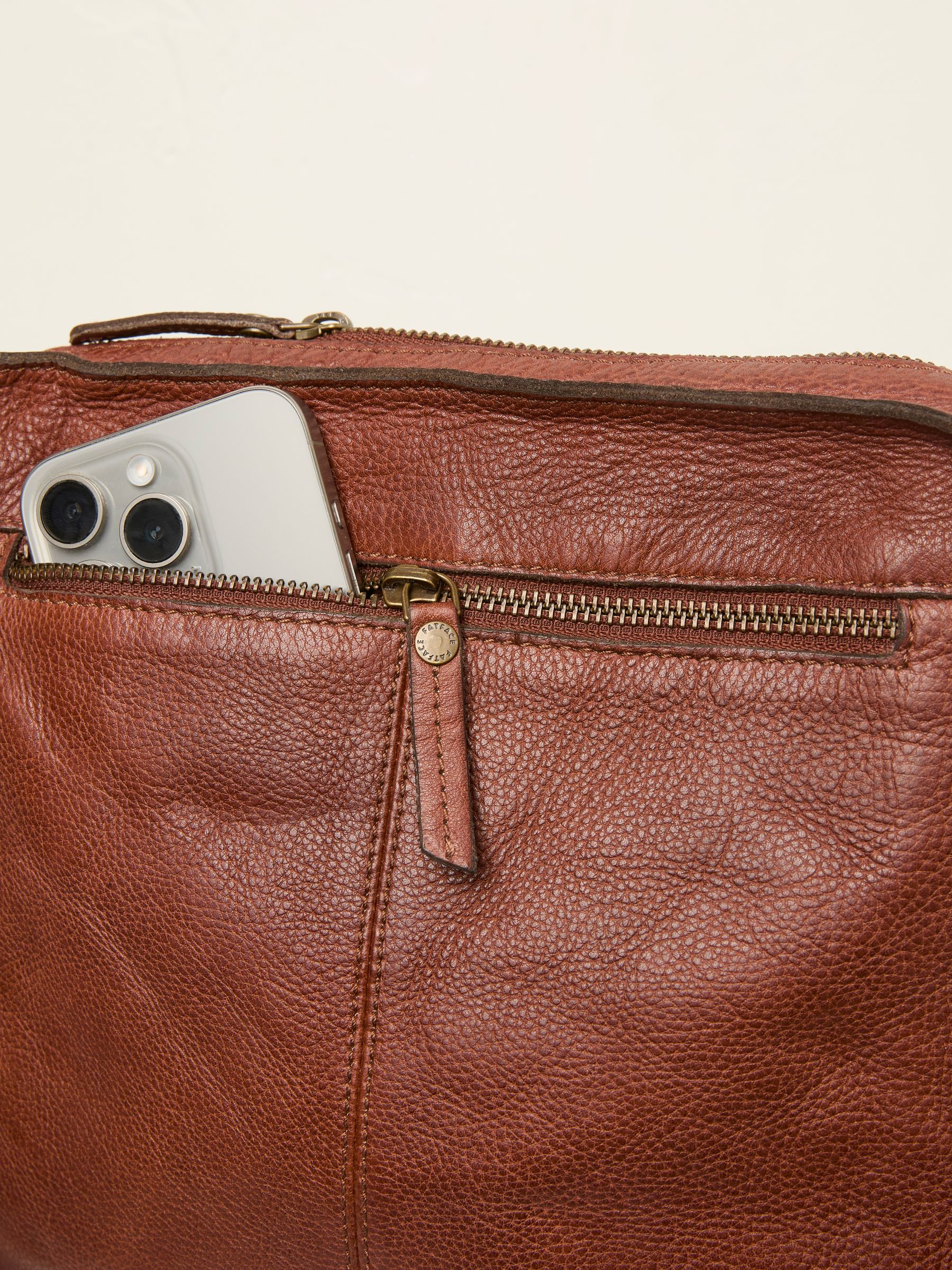 Chestnut Brown Leather Cross-Body Bag | FatFace USA