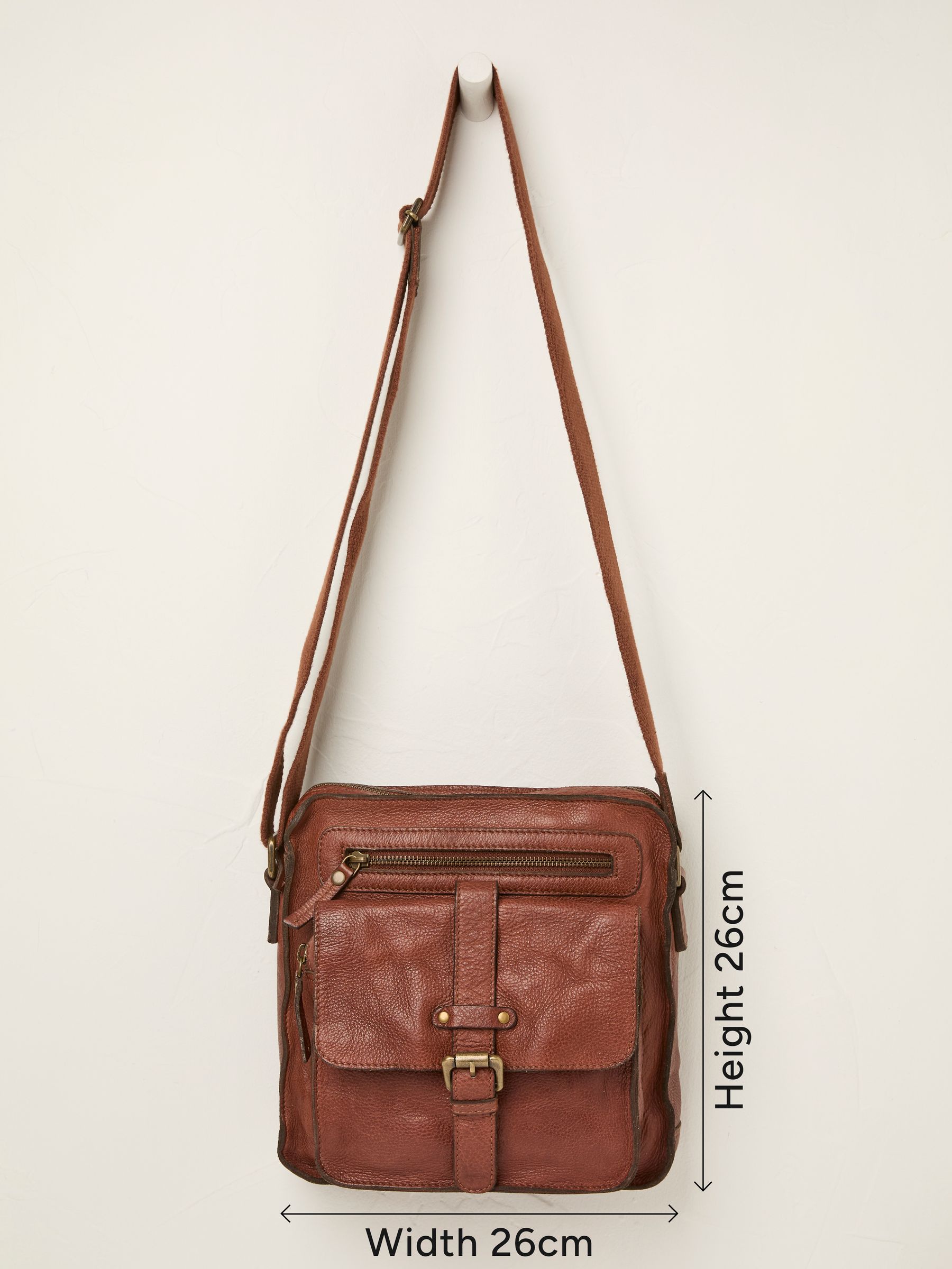 Chestnut Brown Leather Cross-Body Bag | FatFace USA