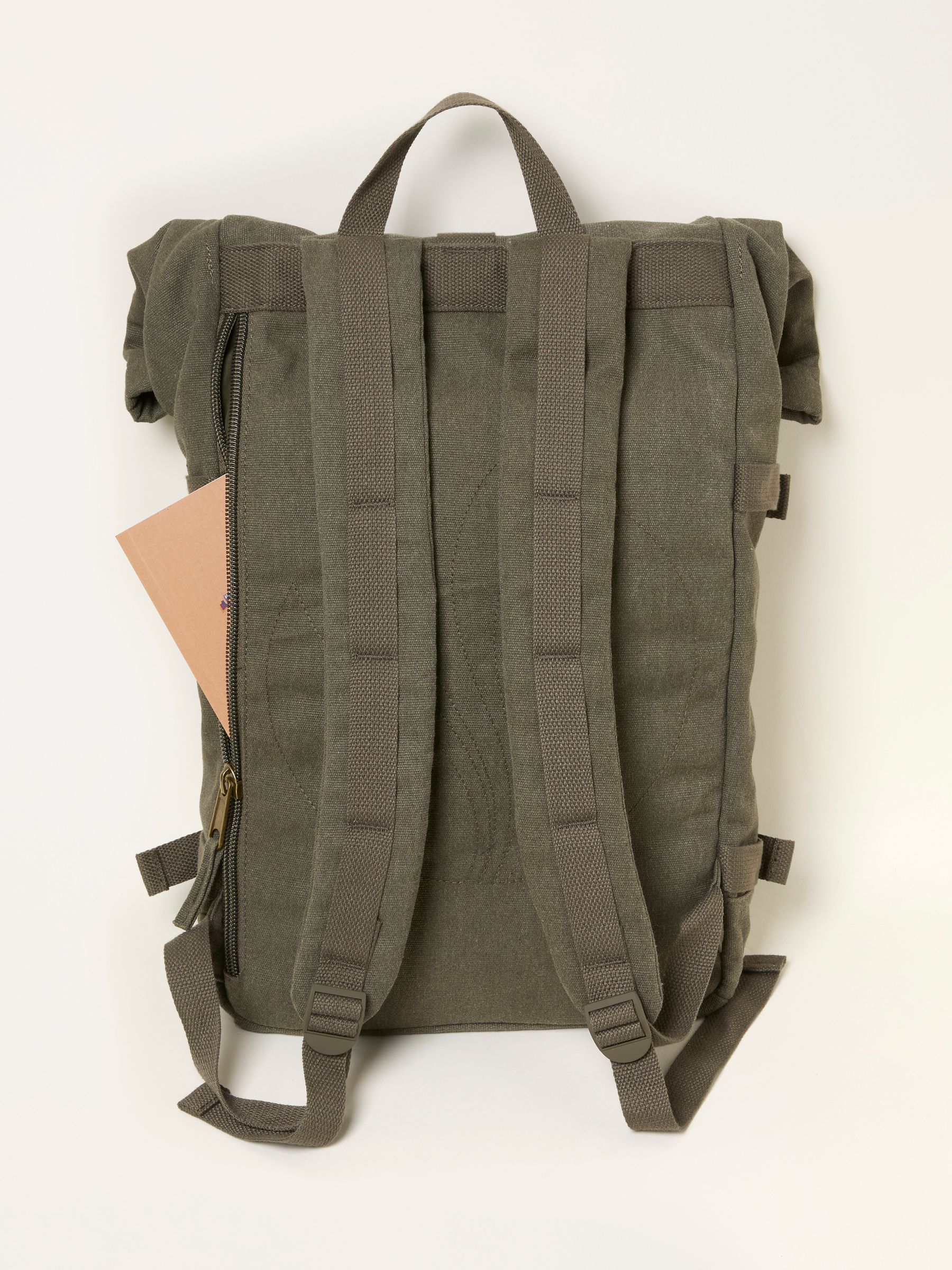 Khaki Green Roll Top Backpack - Image 2 of 3
