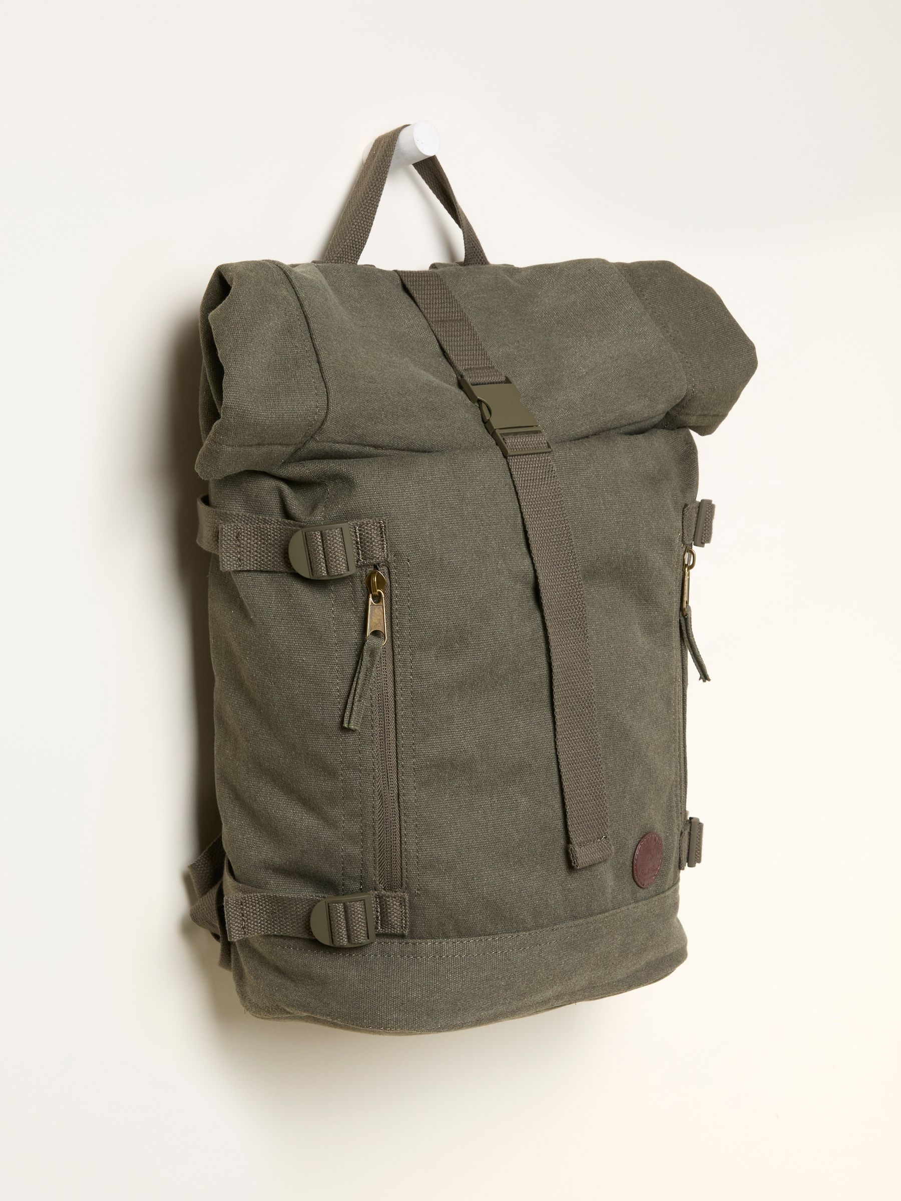 Khaki Green Roll Top Backpack - Image 3 of 3